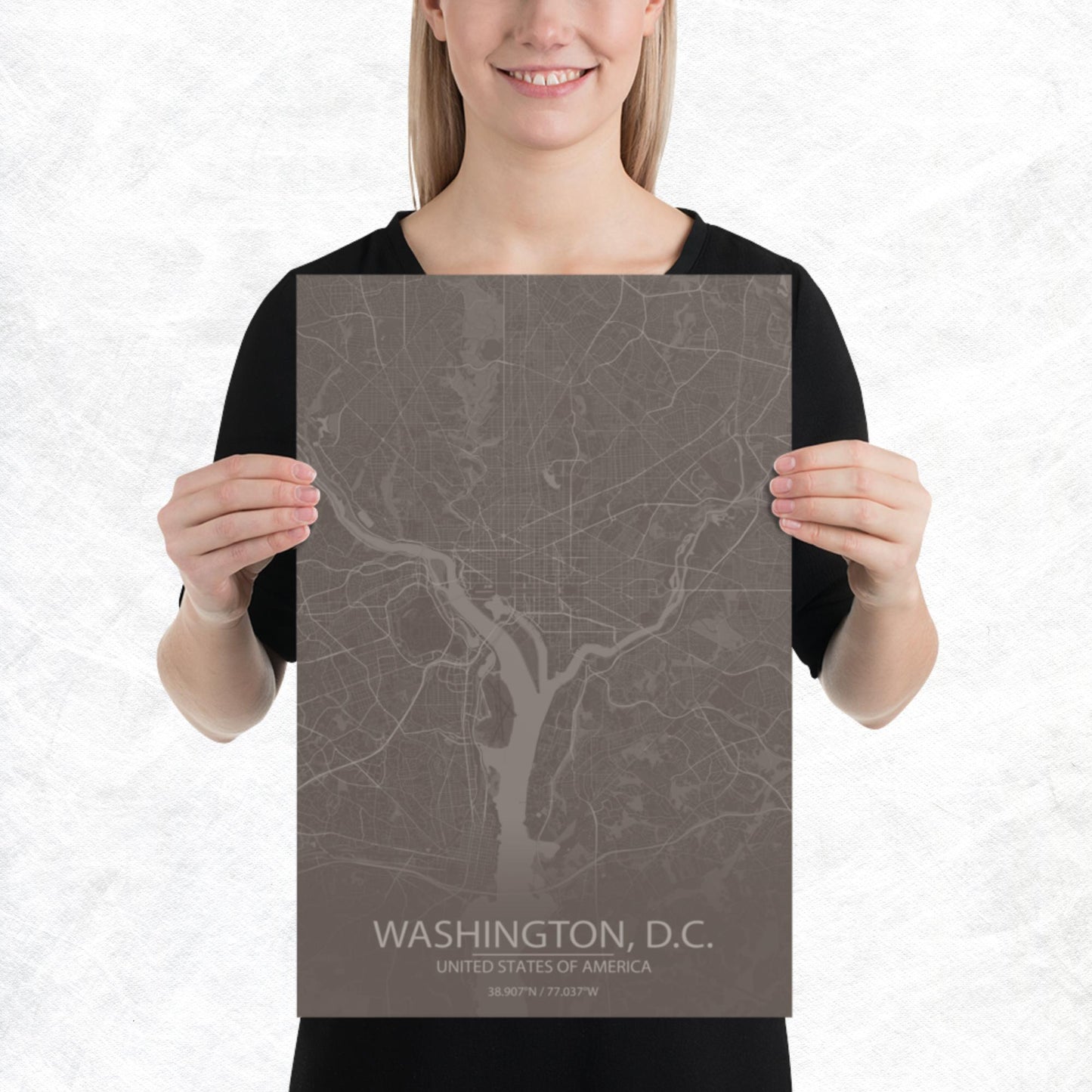 Washington, D.C. Brown and Grey Paper Map