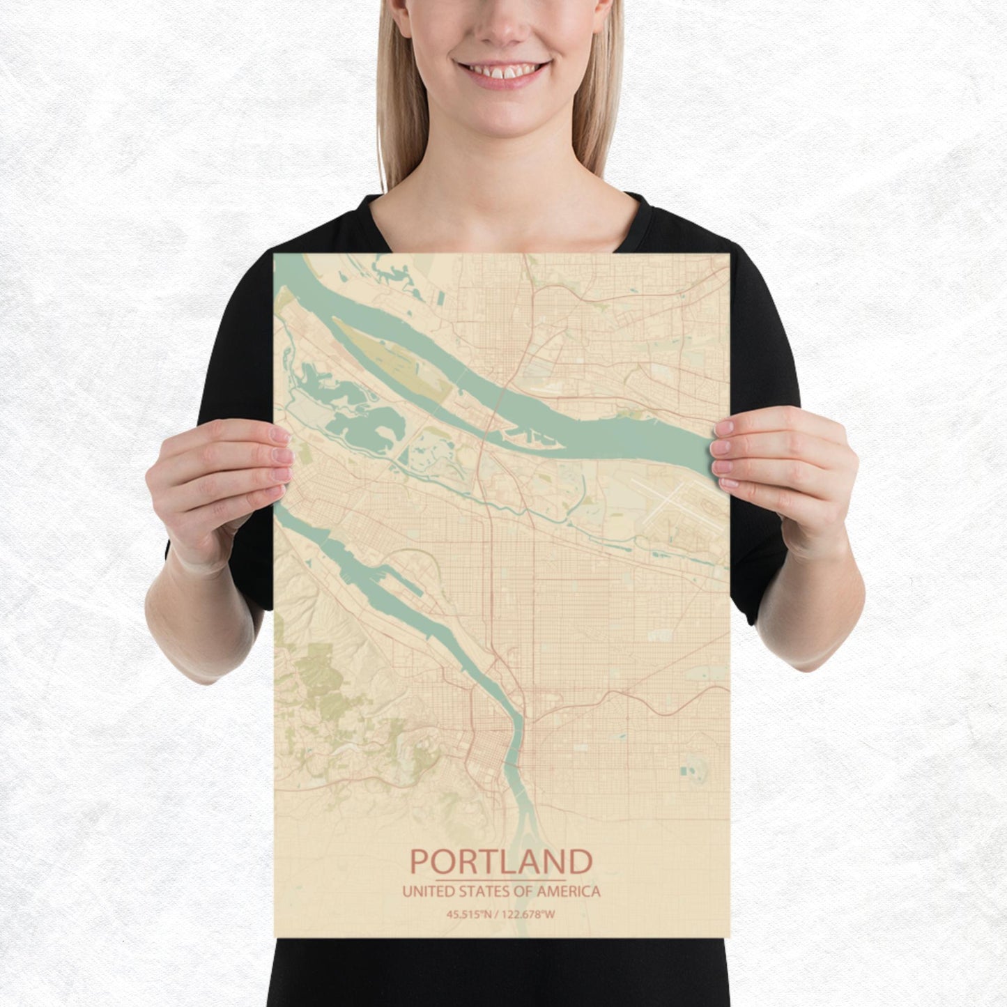 Portland Vintage Style Paper Map