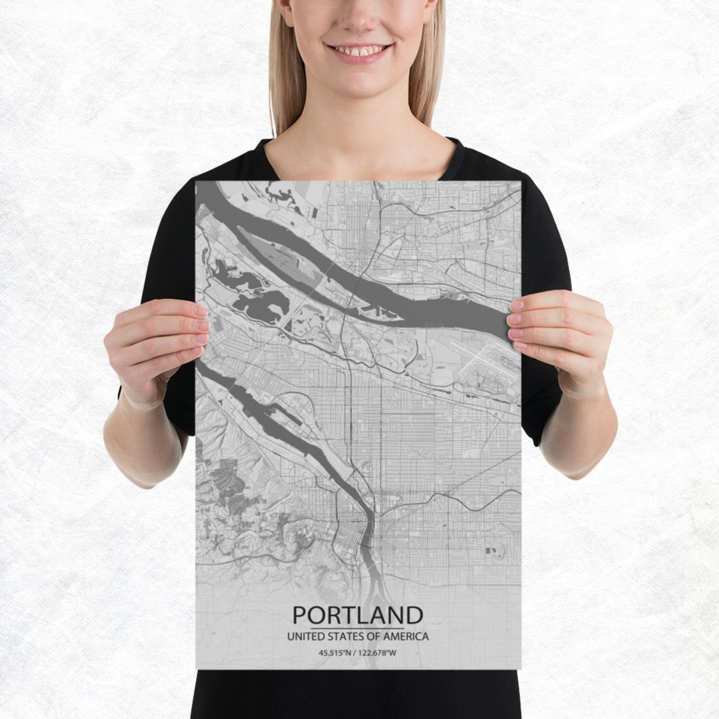 Portland Light Grey Paper Map