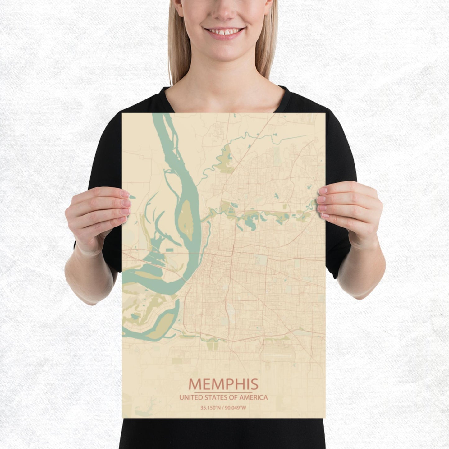 Memphis Vintage Style Paper Map