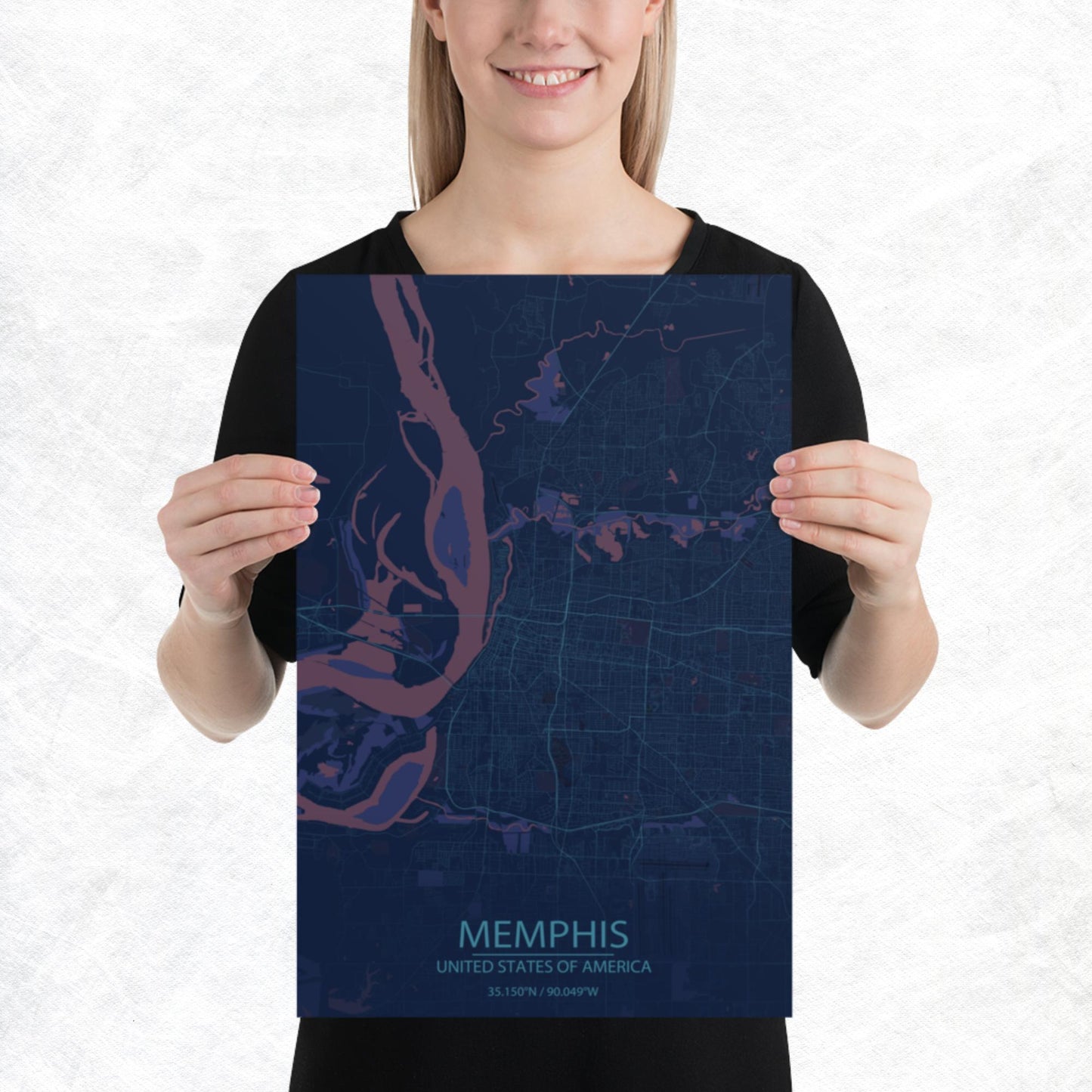 Memphis Blue and Purple Paper Map