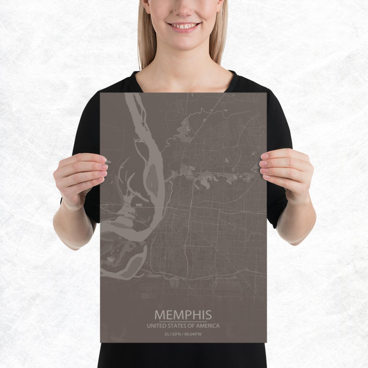 Memphis Brown and Grey Paper Map