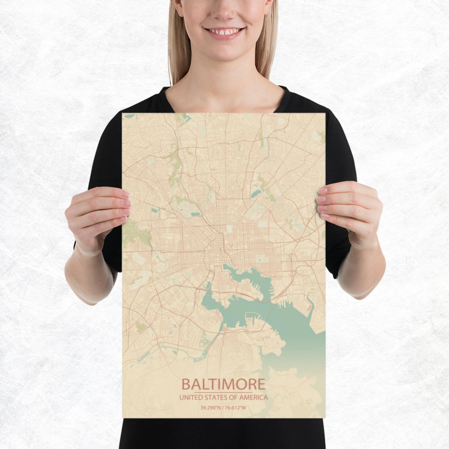 Baltimore Vintage Style Paper Map