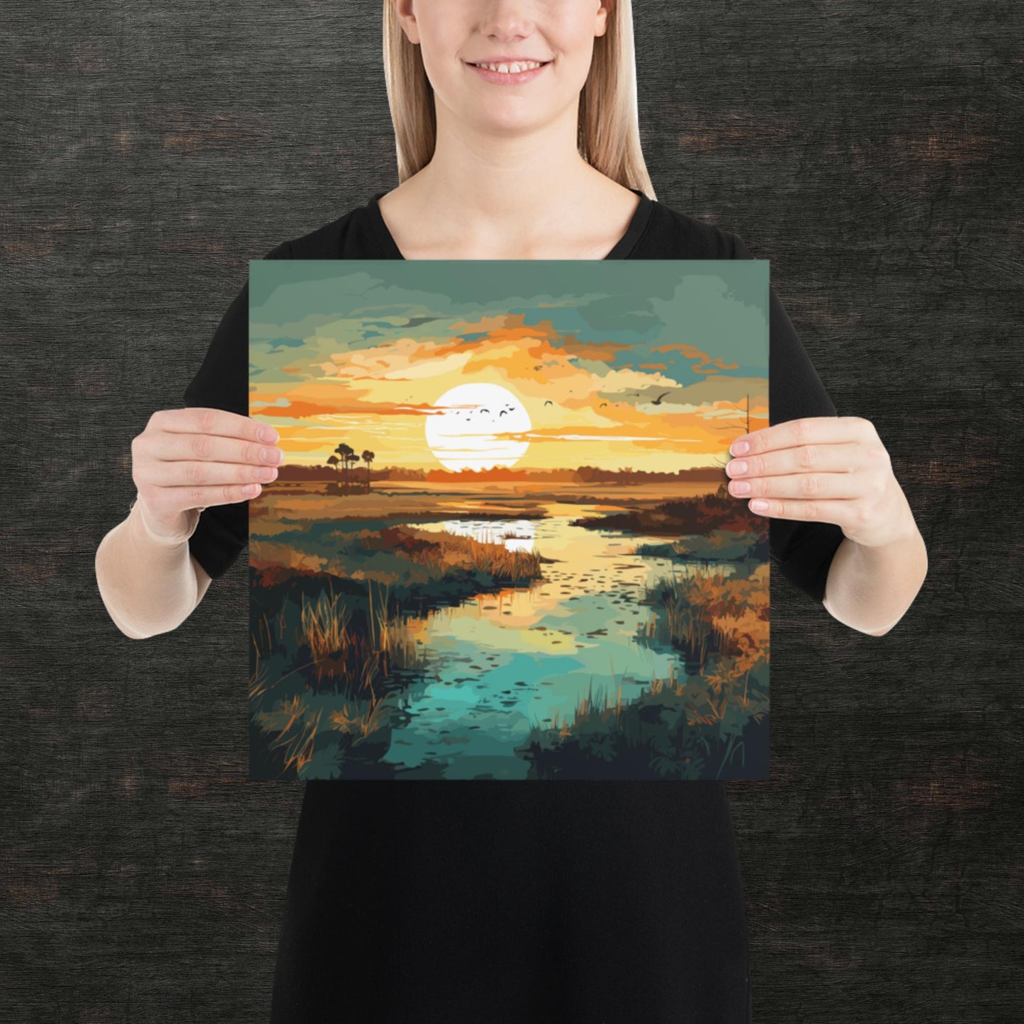Marshland Sunset Paper Poster