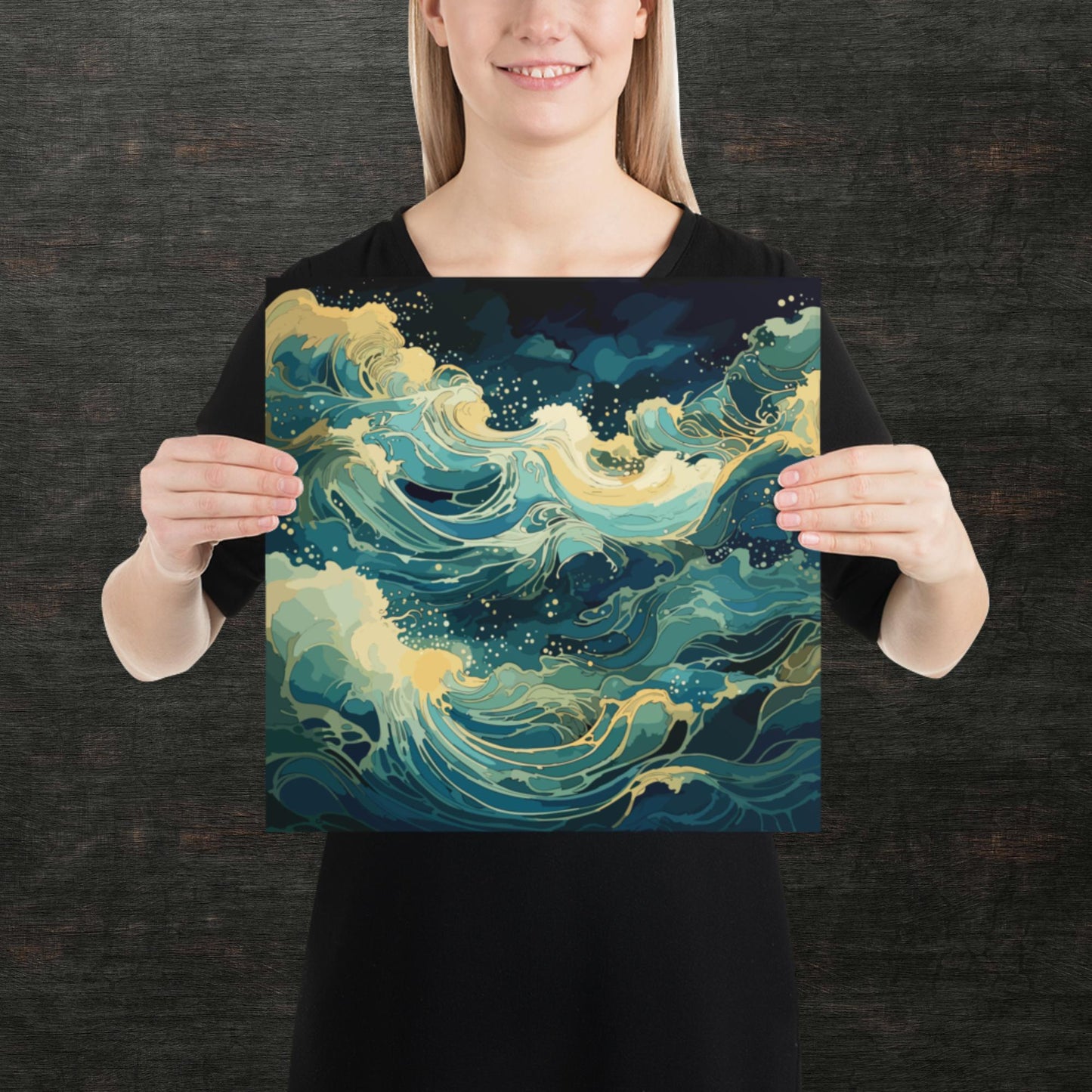 Nighttime Ocean Waves Paper Poster