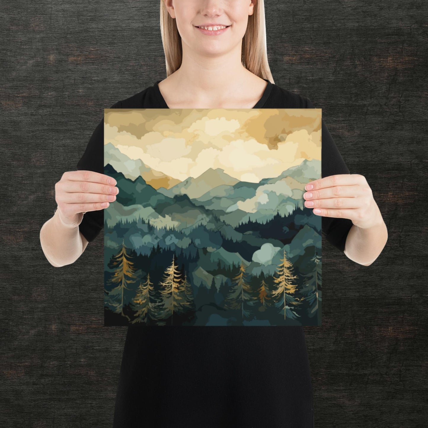 Mountainous Forest Paper Poster