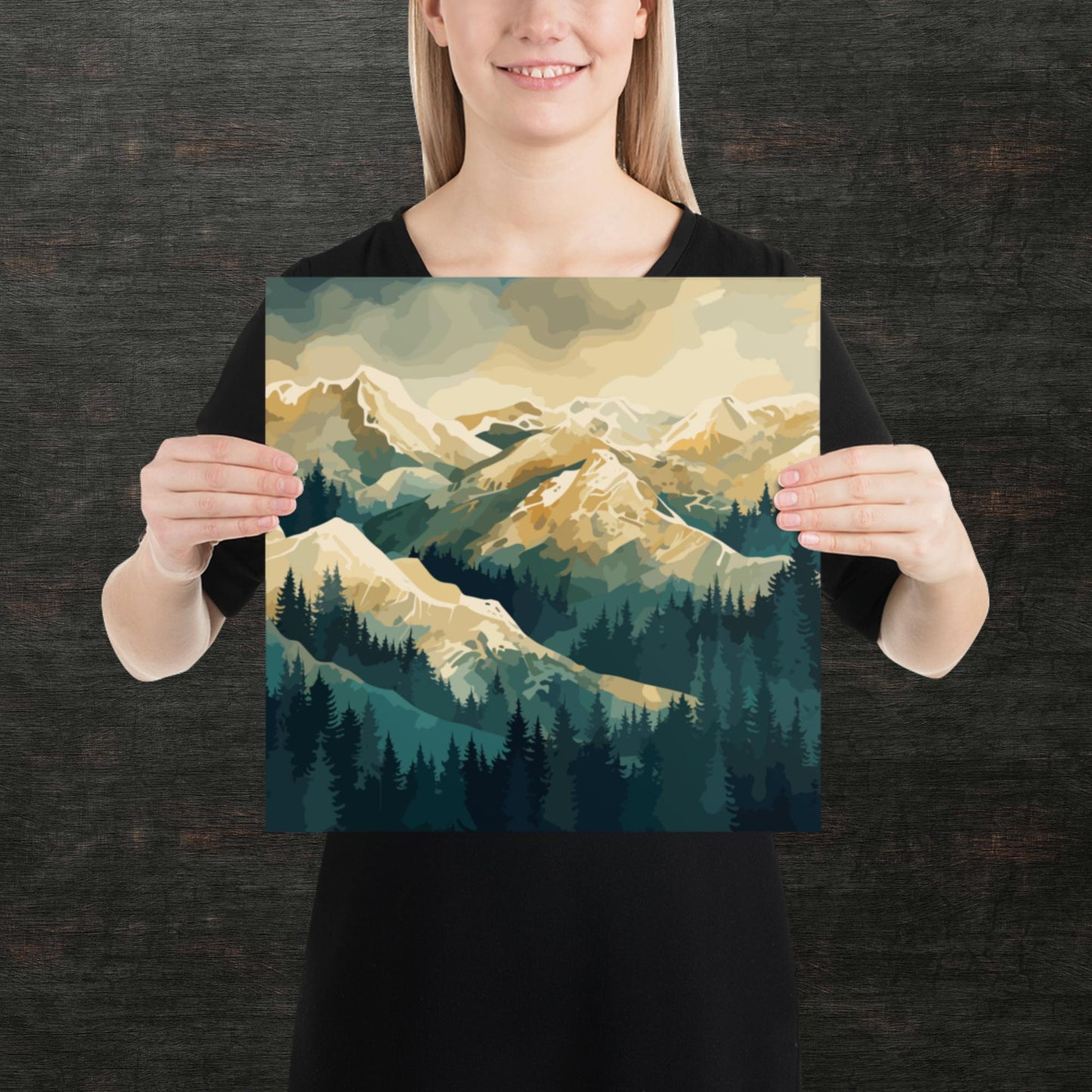 Winter Forest Mountains Paper Poster