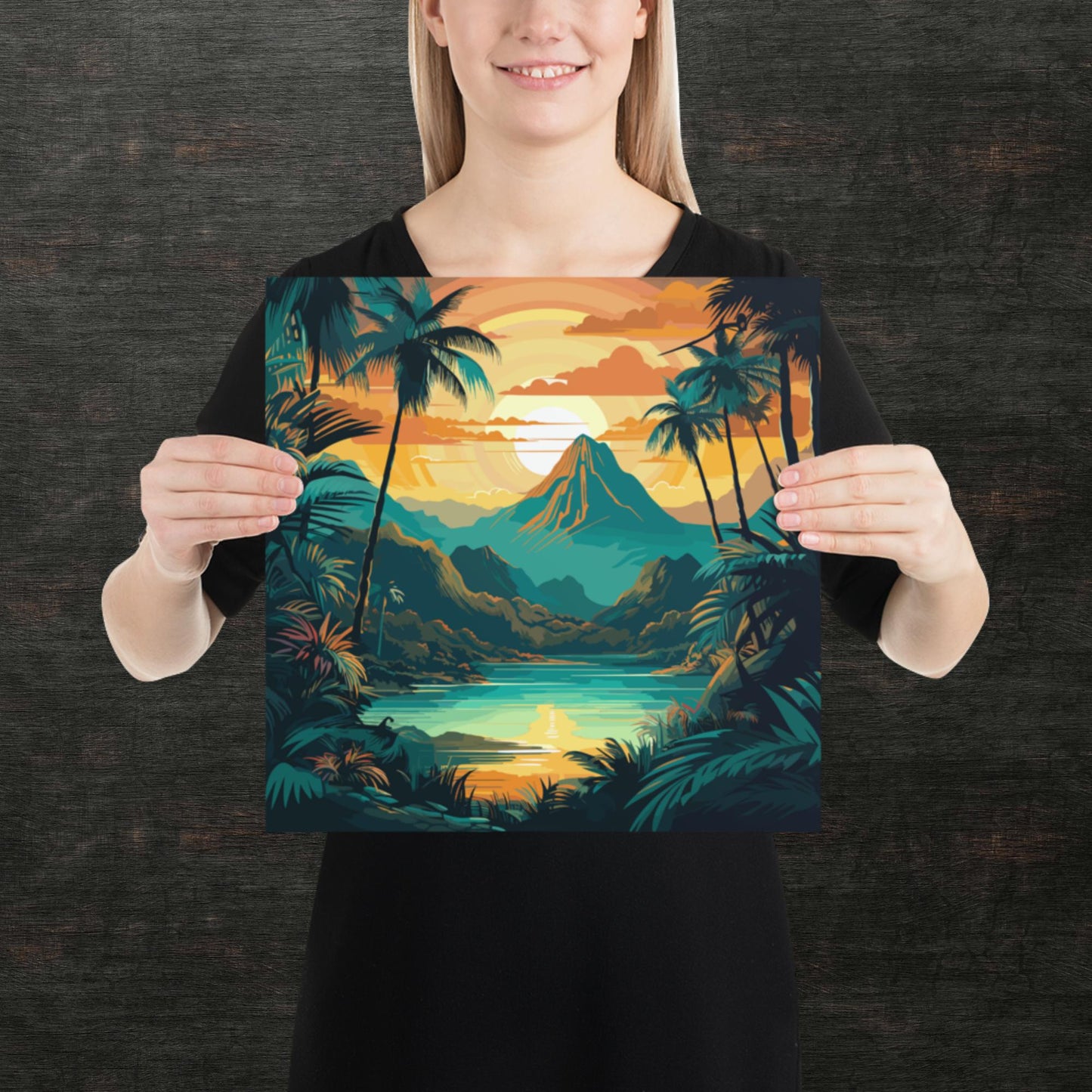 Rainforest Mountain Sunset Paper Poster