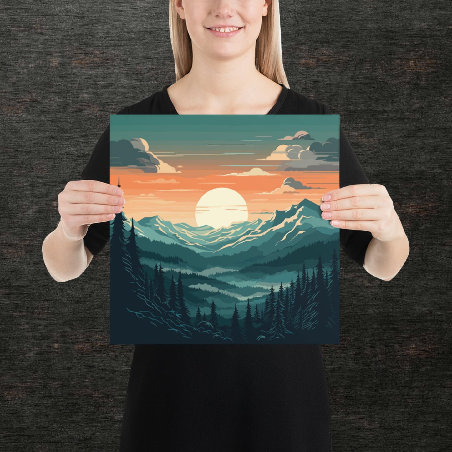 Forest Mountain Landscape Paper Poster