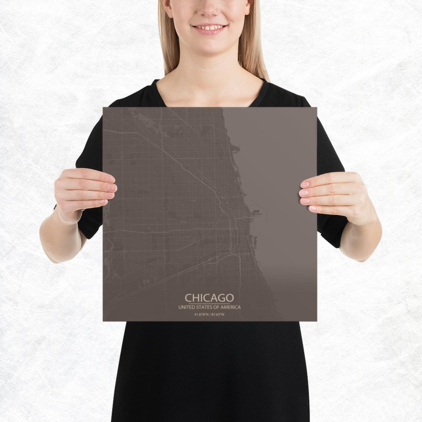 Chicago Brown and Grey Paper Map