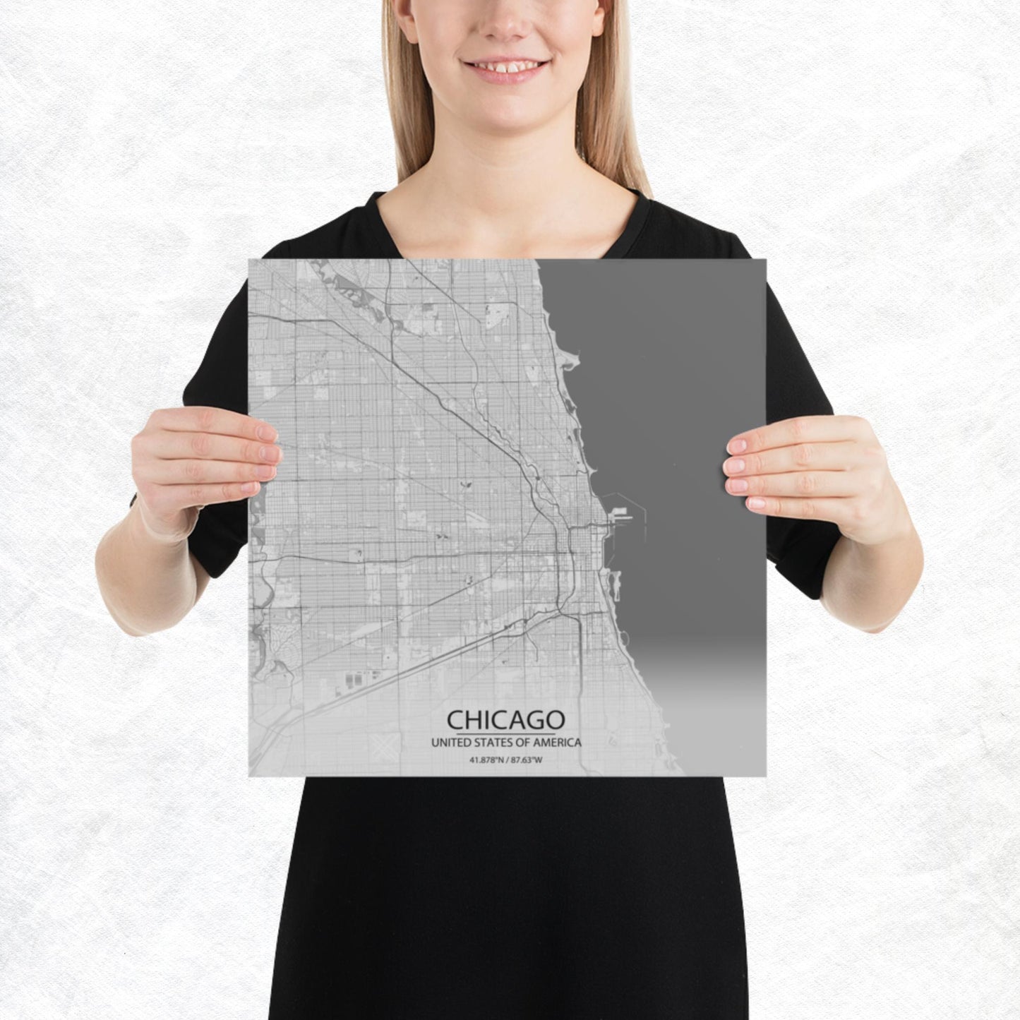 Chicago Light Grey Paper Map
