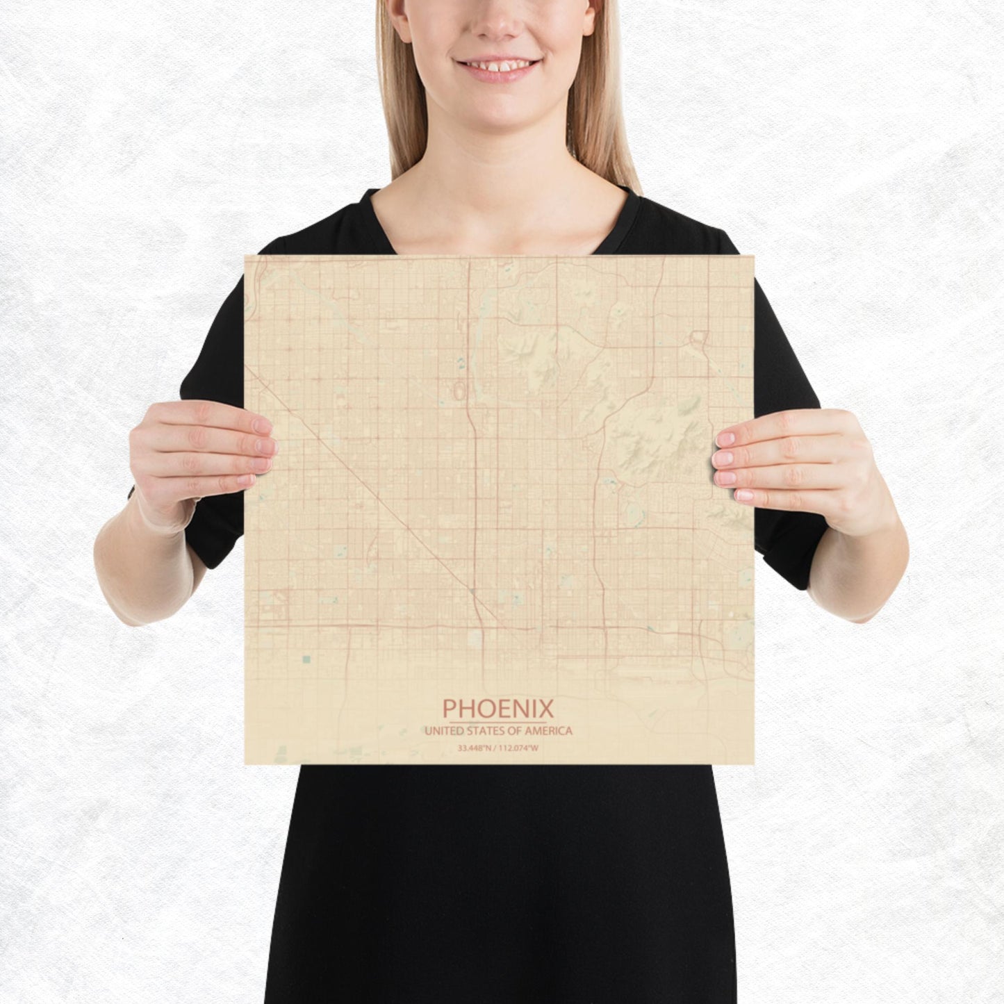 Phoenix Vintage Style Paper Map