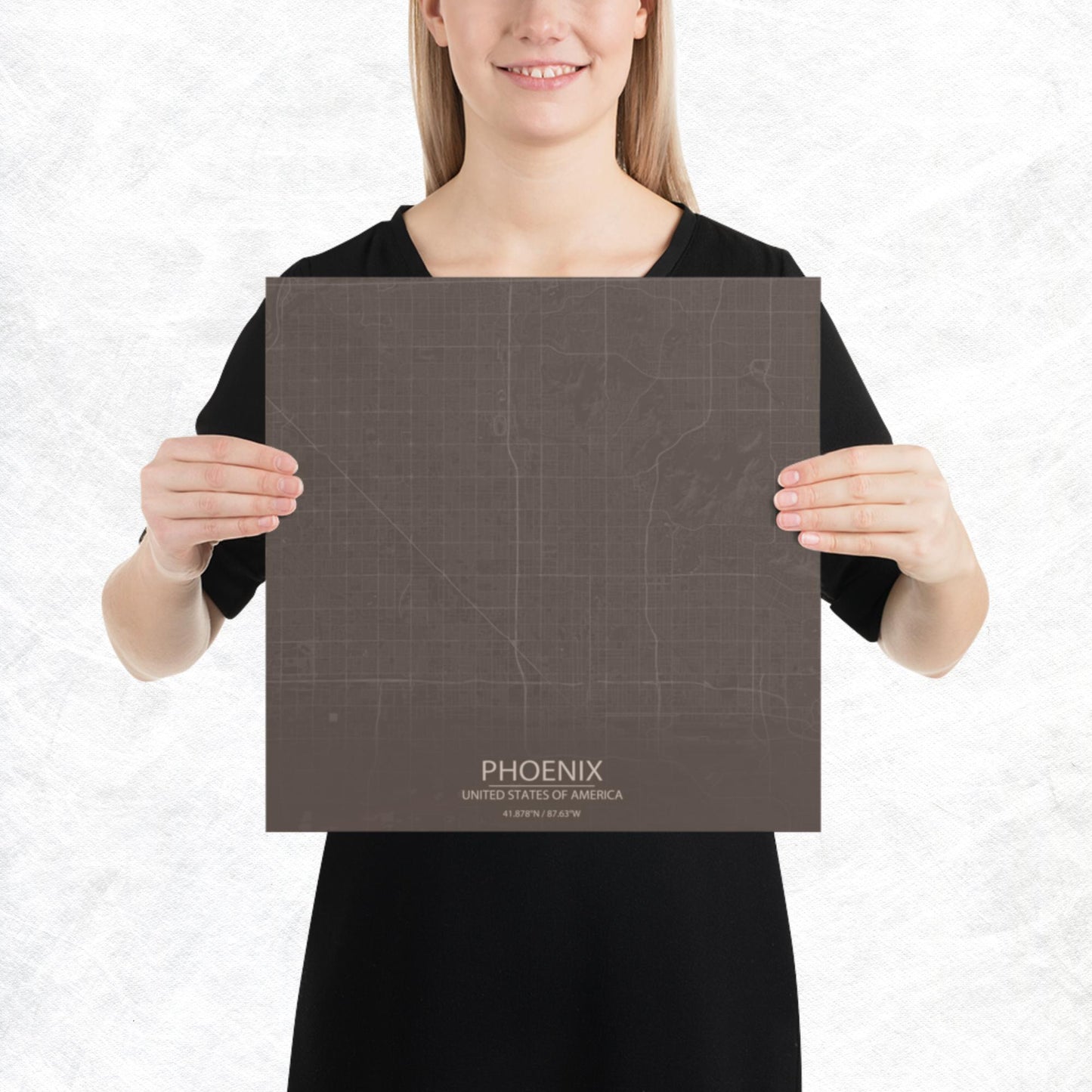 Phoenix Brown and Grey Paper Map