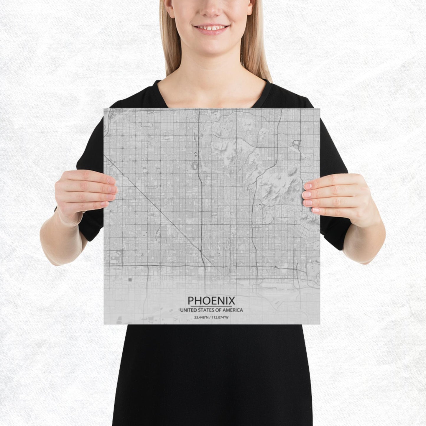 Phoenix Light Grey Paper Map