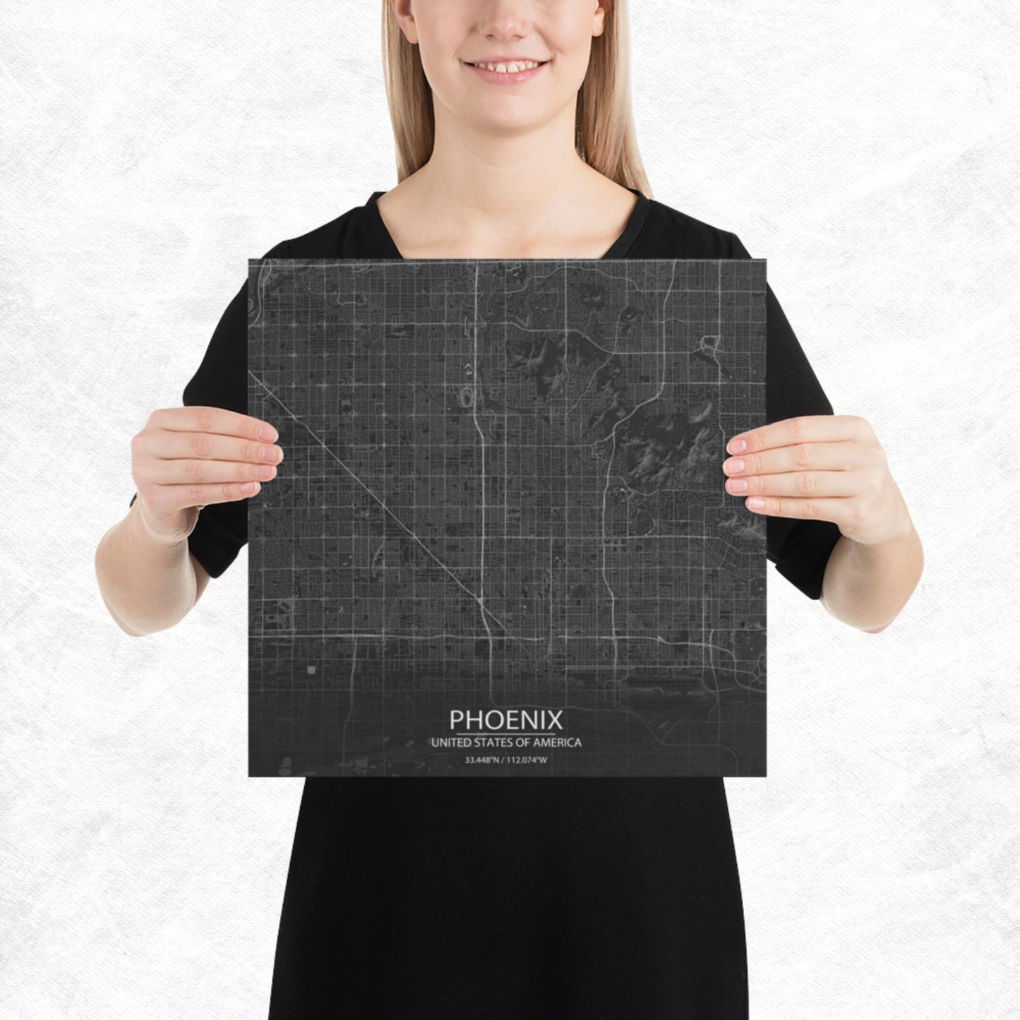 Phoenix Dark Grey Paper Map