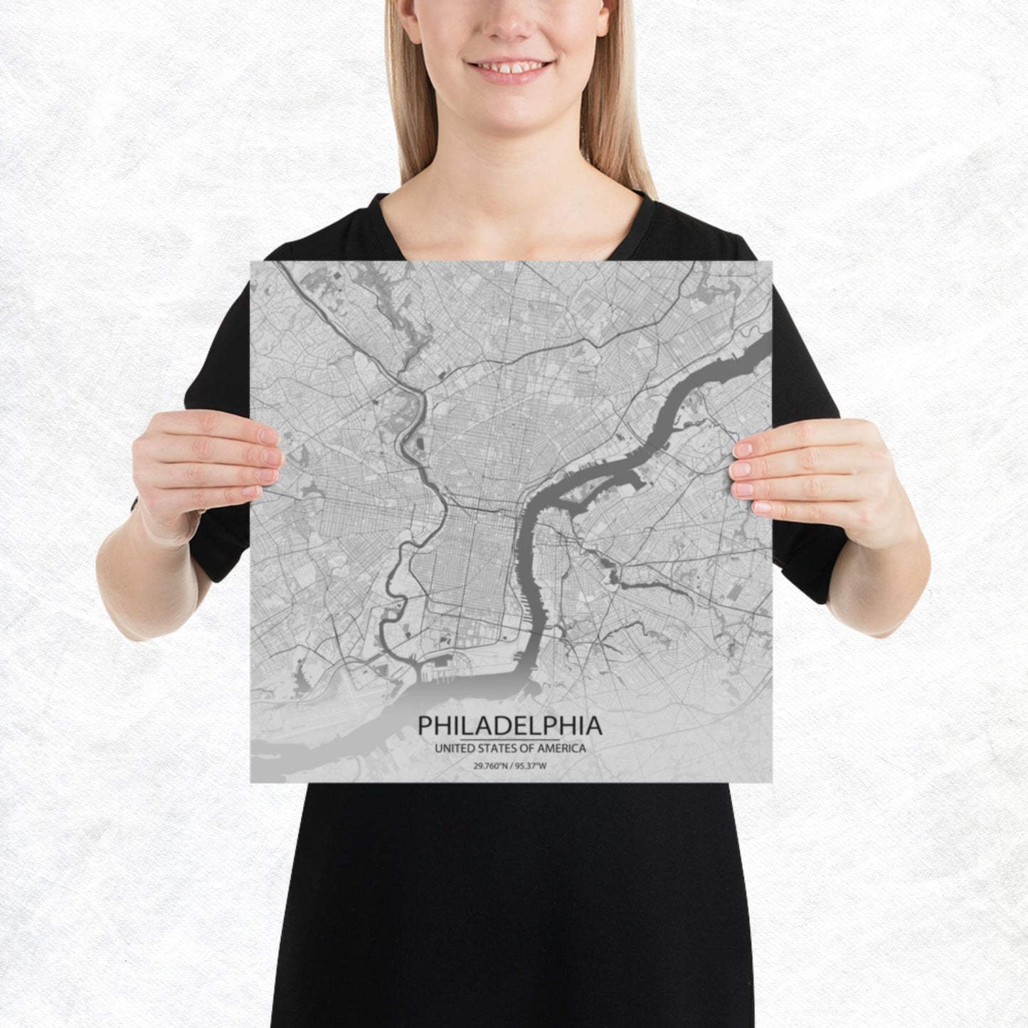 Philadelphia Light Grey Paper Map