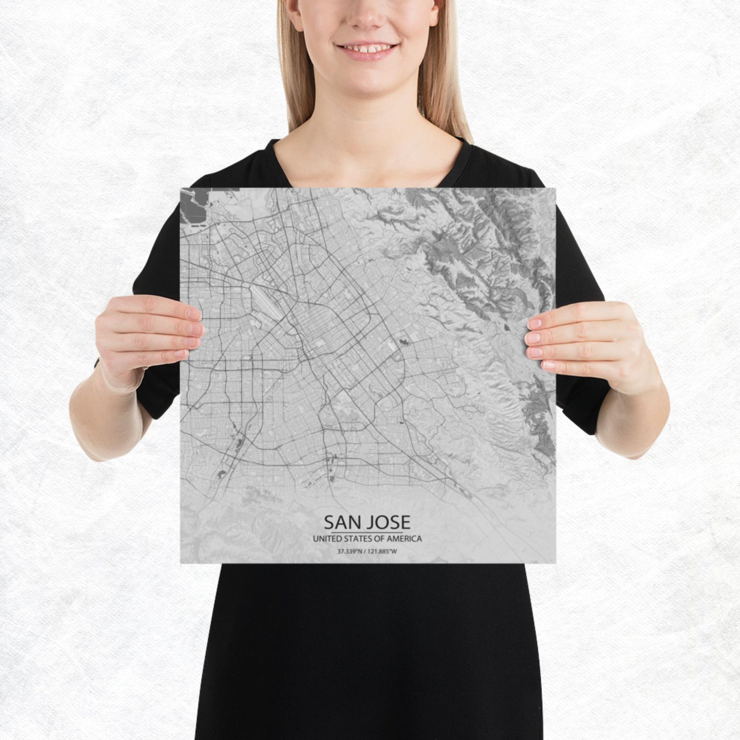 San Jose Light Grey Paper Map