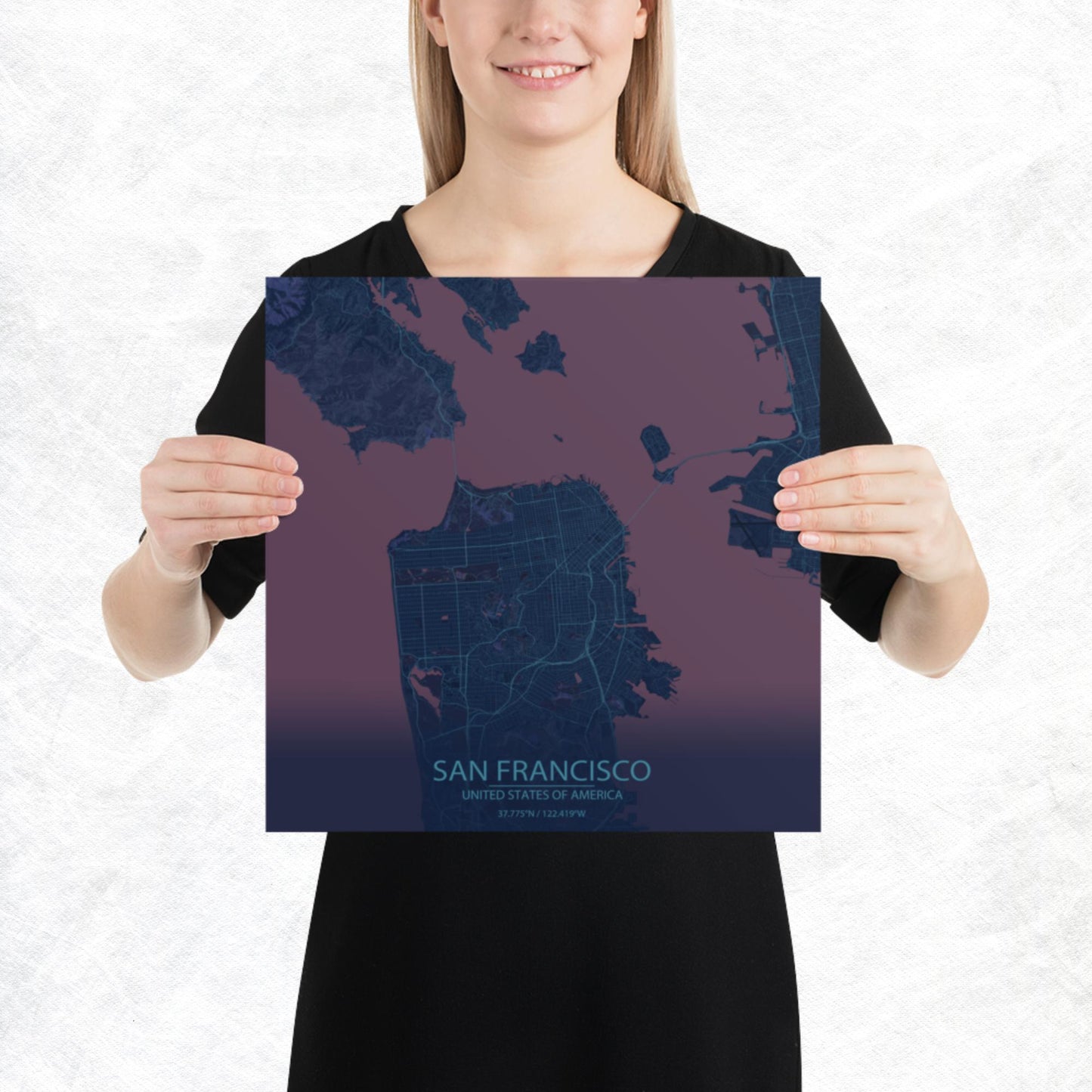 San Francisco Blue and Purple Paper Map