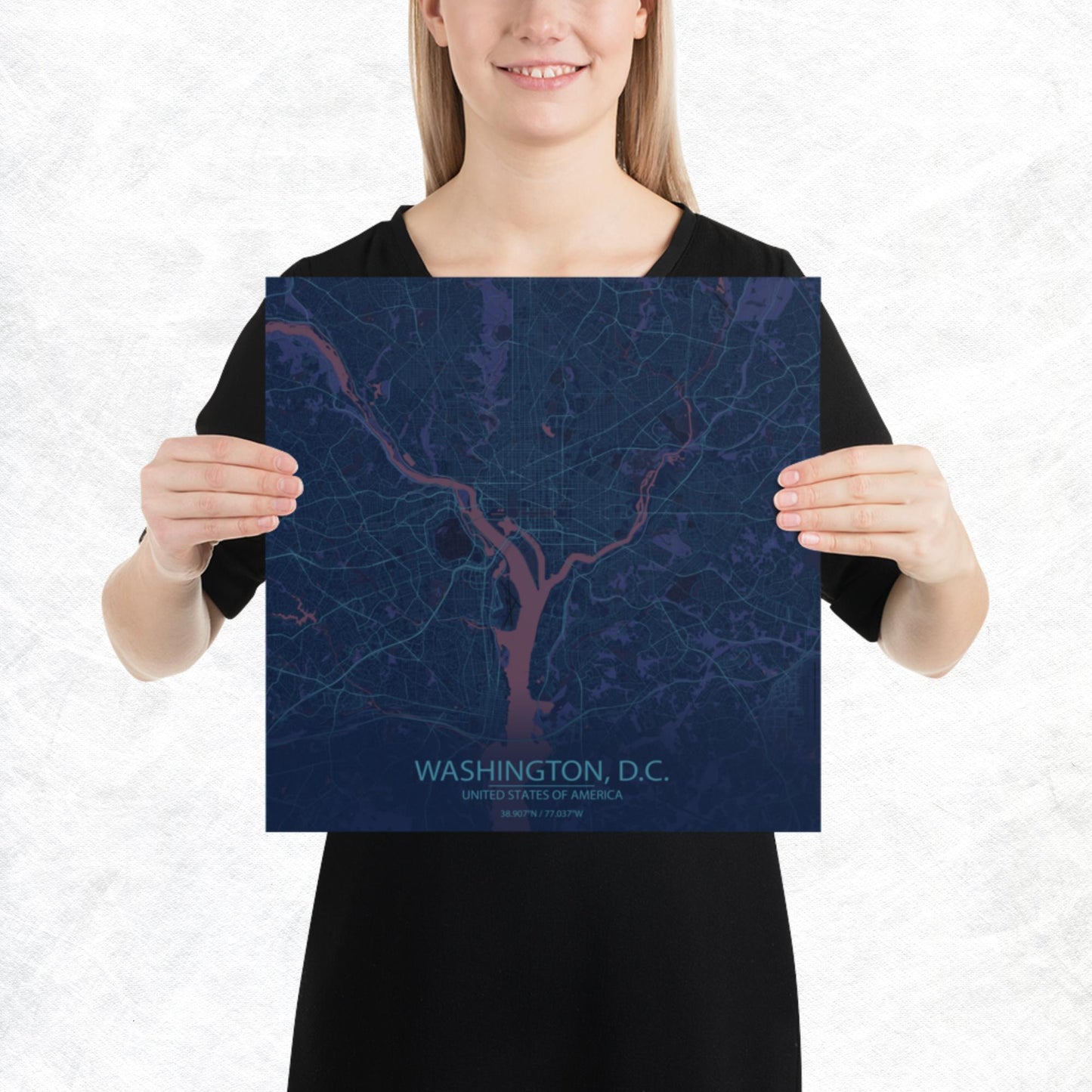 Washington, D.C. Blue and Purple Paper Map