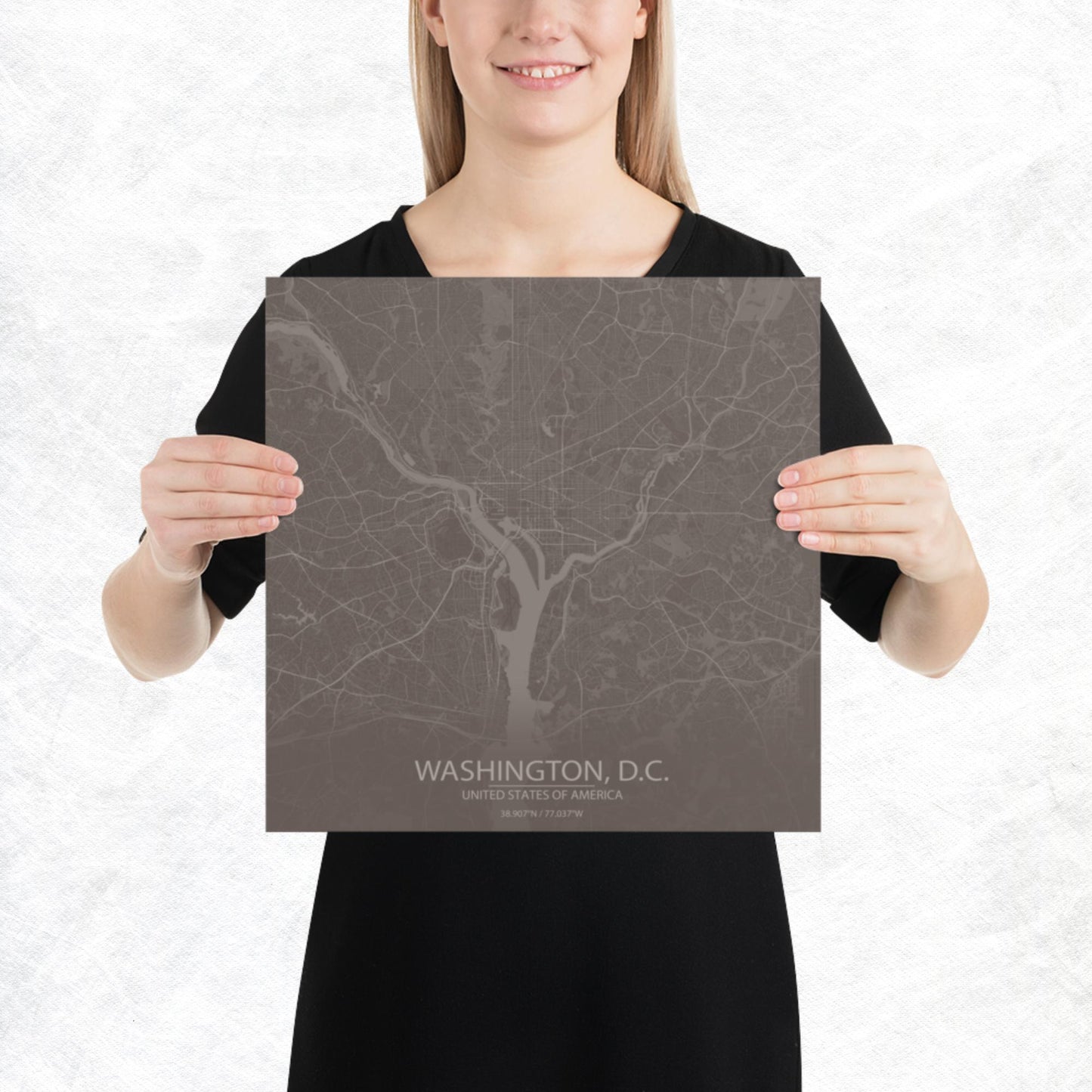 Washington, D.C. Brown and Grey Paper Map