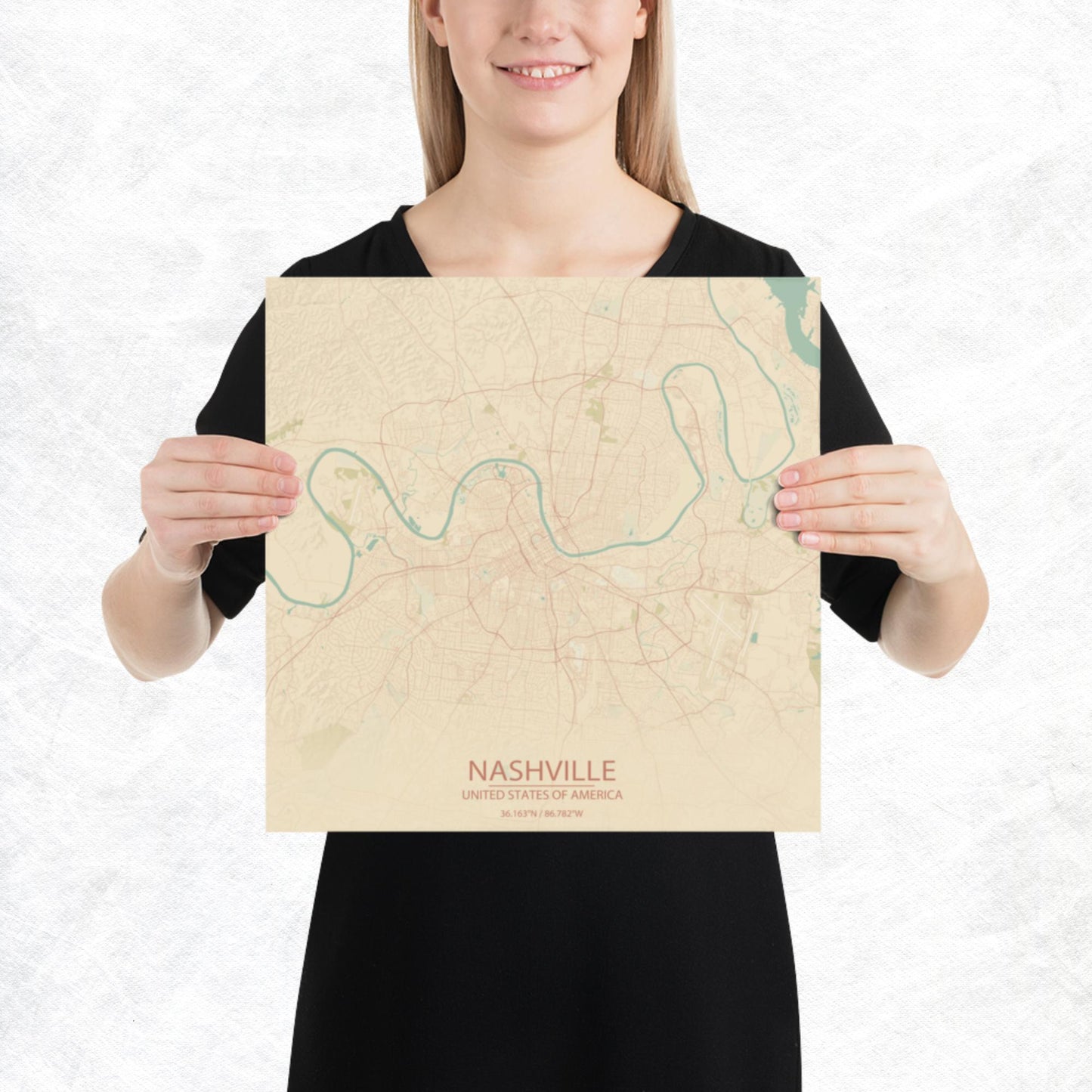 Nashville Vintage Style Paper Map