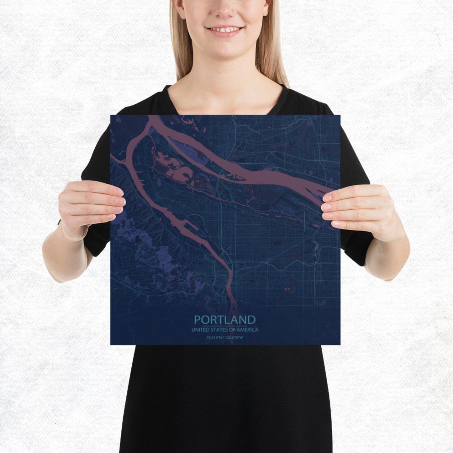 Portland Blue and Purple Paper Map
