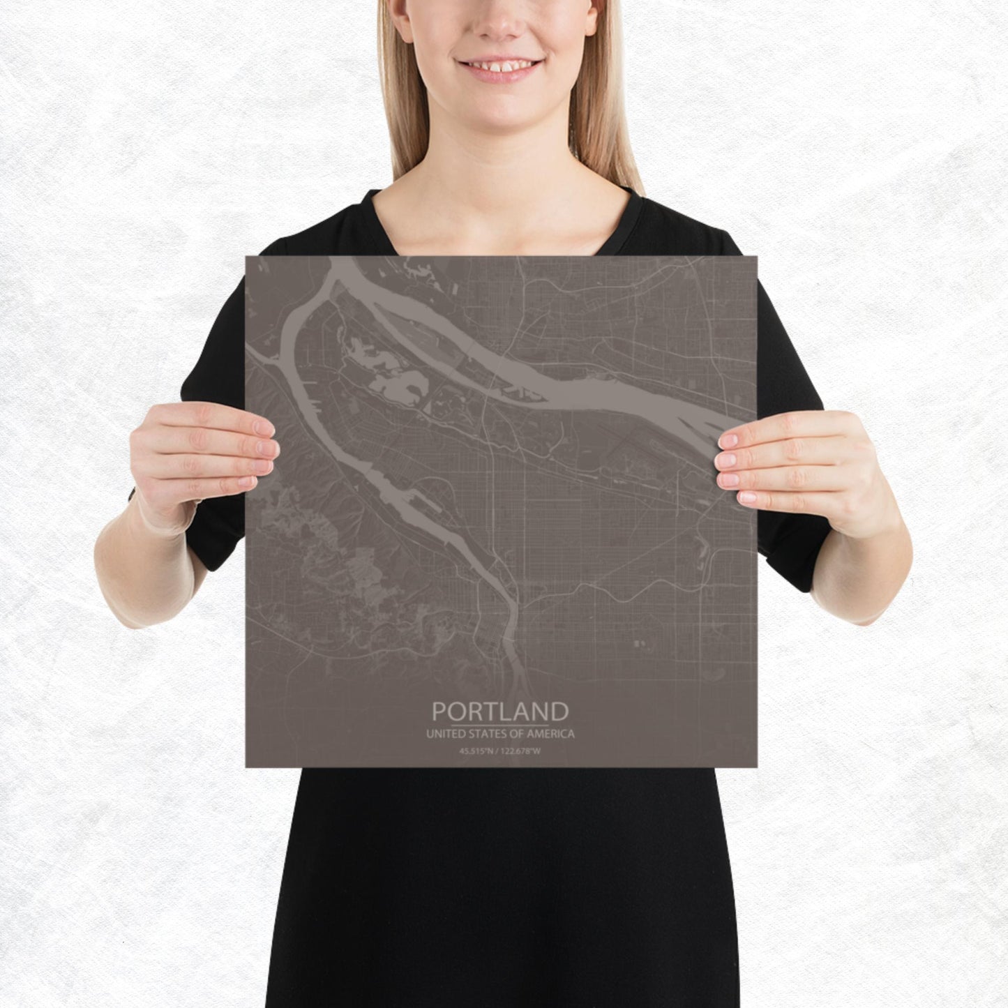 Portland Brown and Grey Paper Map