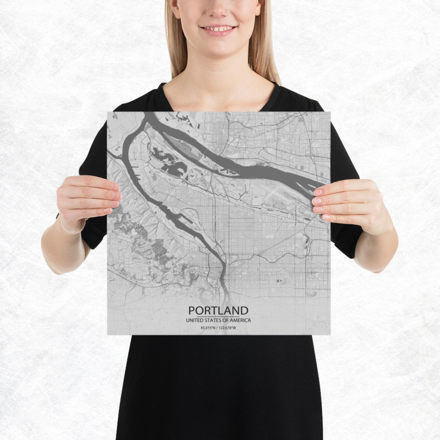 Portland Light Grey Paper Map