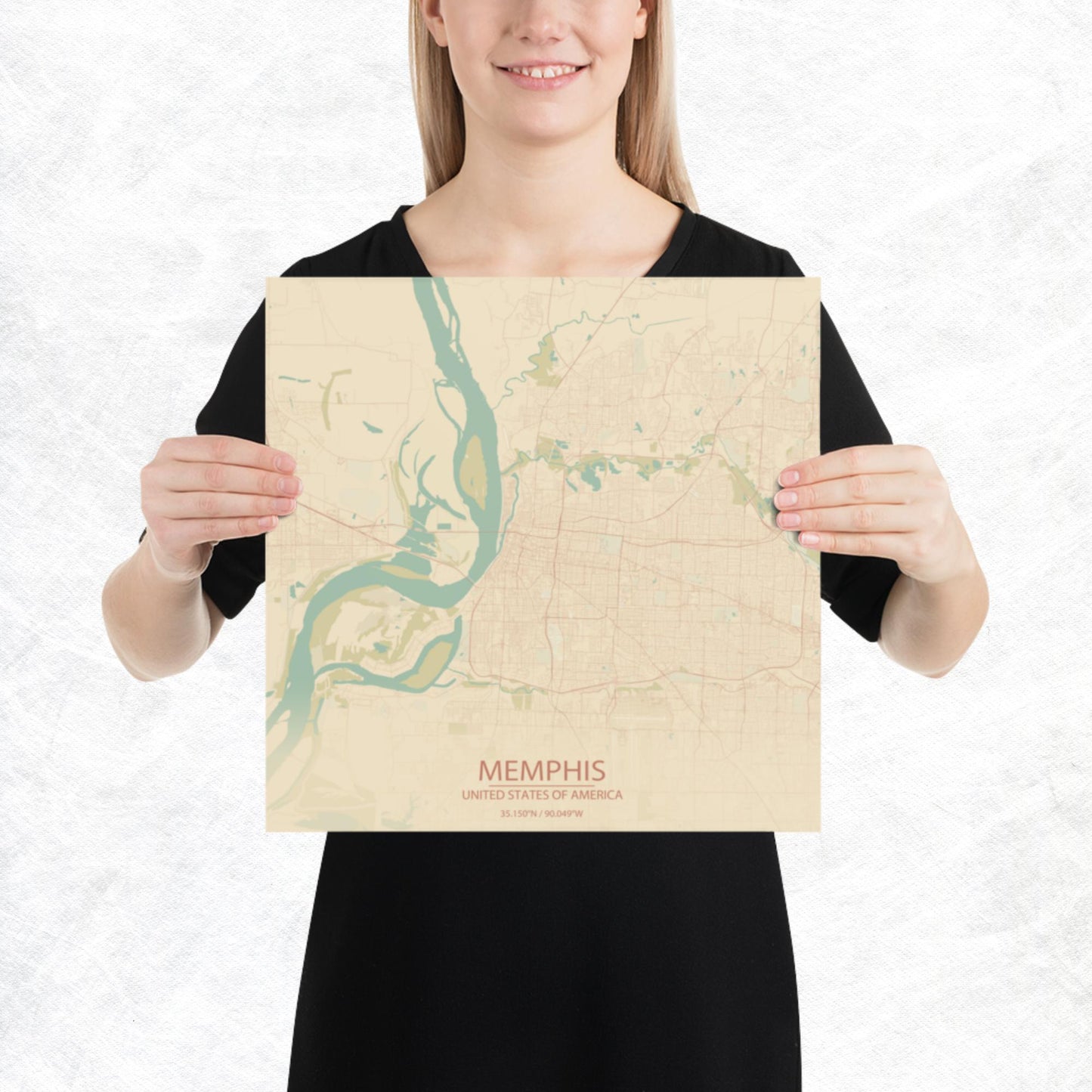 Memphis Vintage Style Paper Map