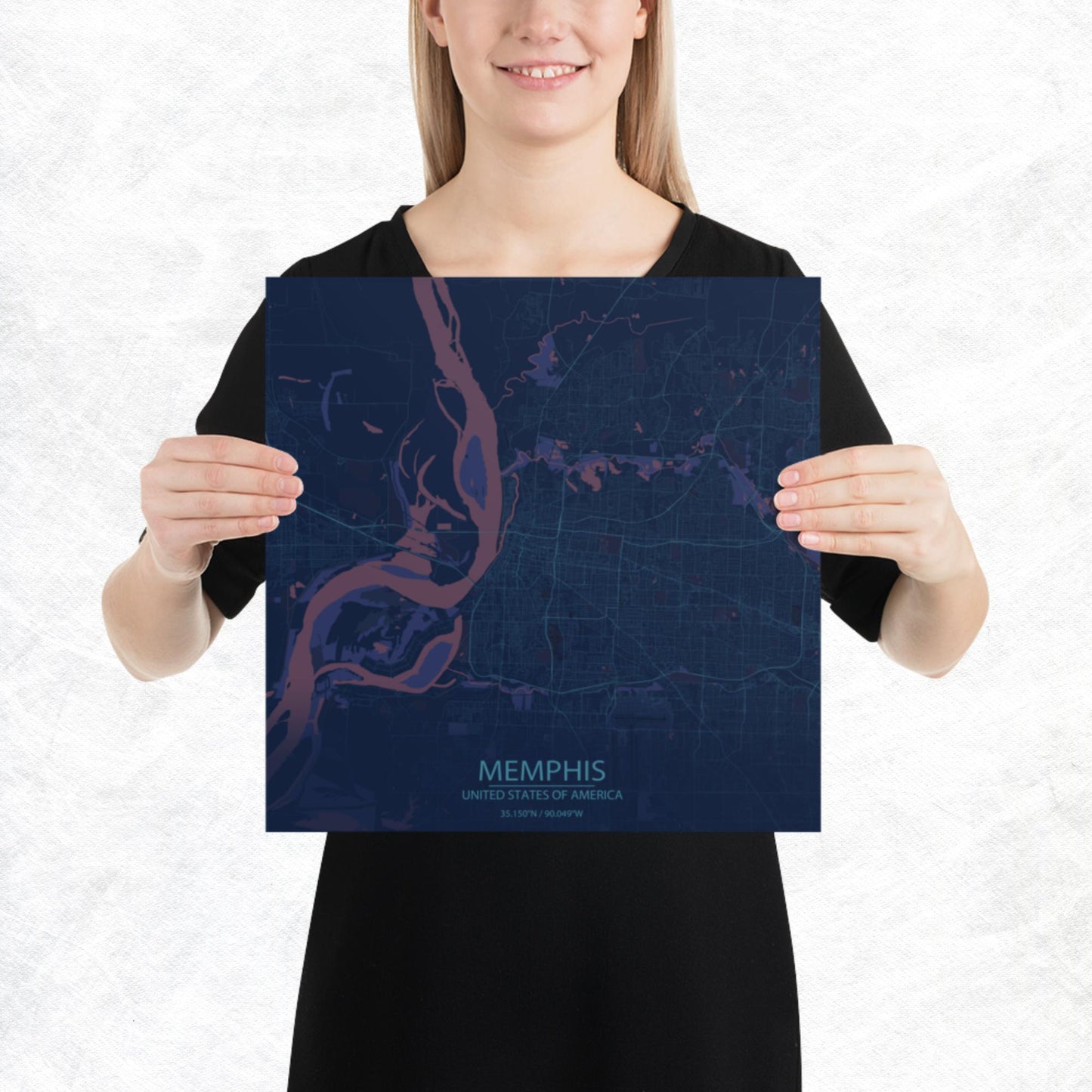 Memphis Blue and Purple Paper Map