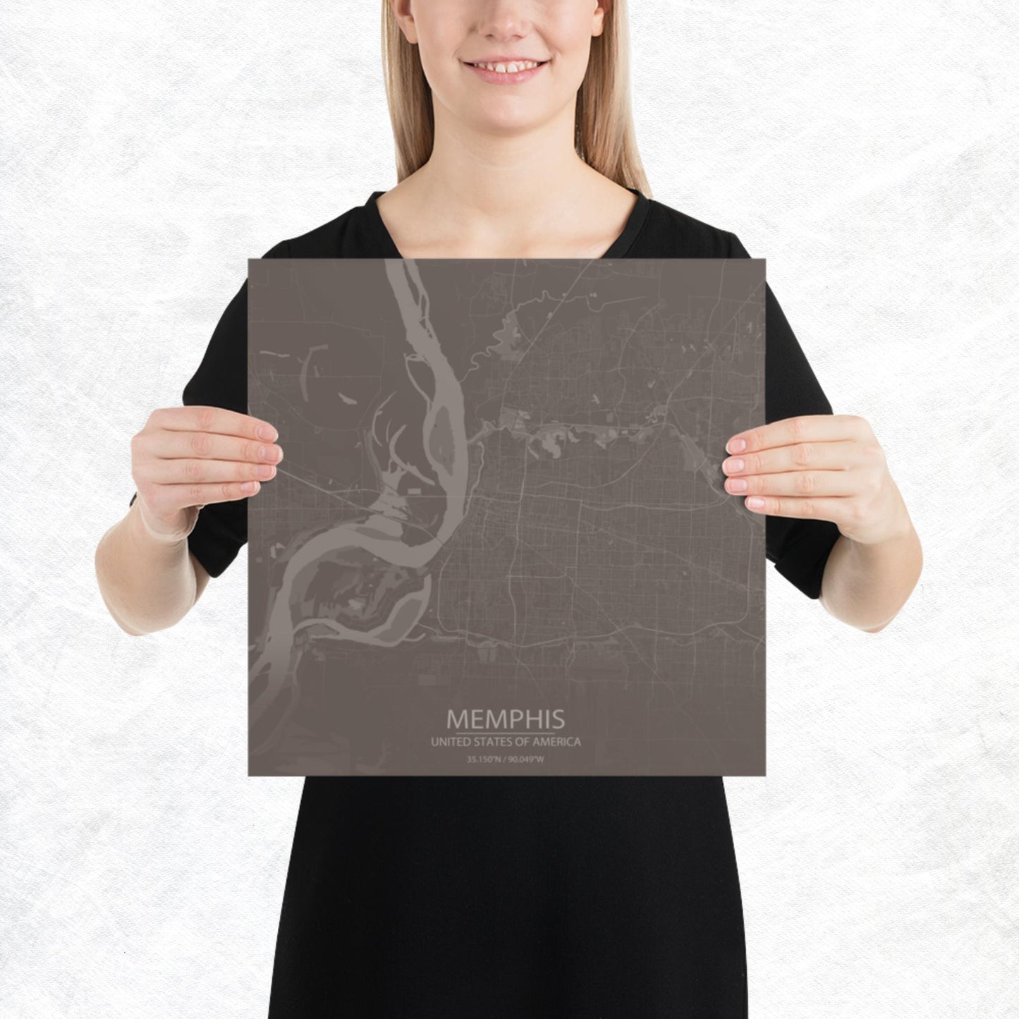 Memphis Brown and Grey Paper Map