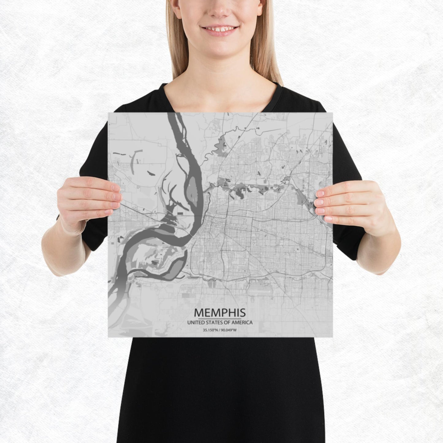 Memphis Light Grey Paper Map