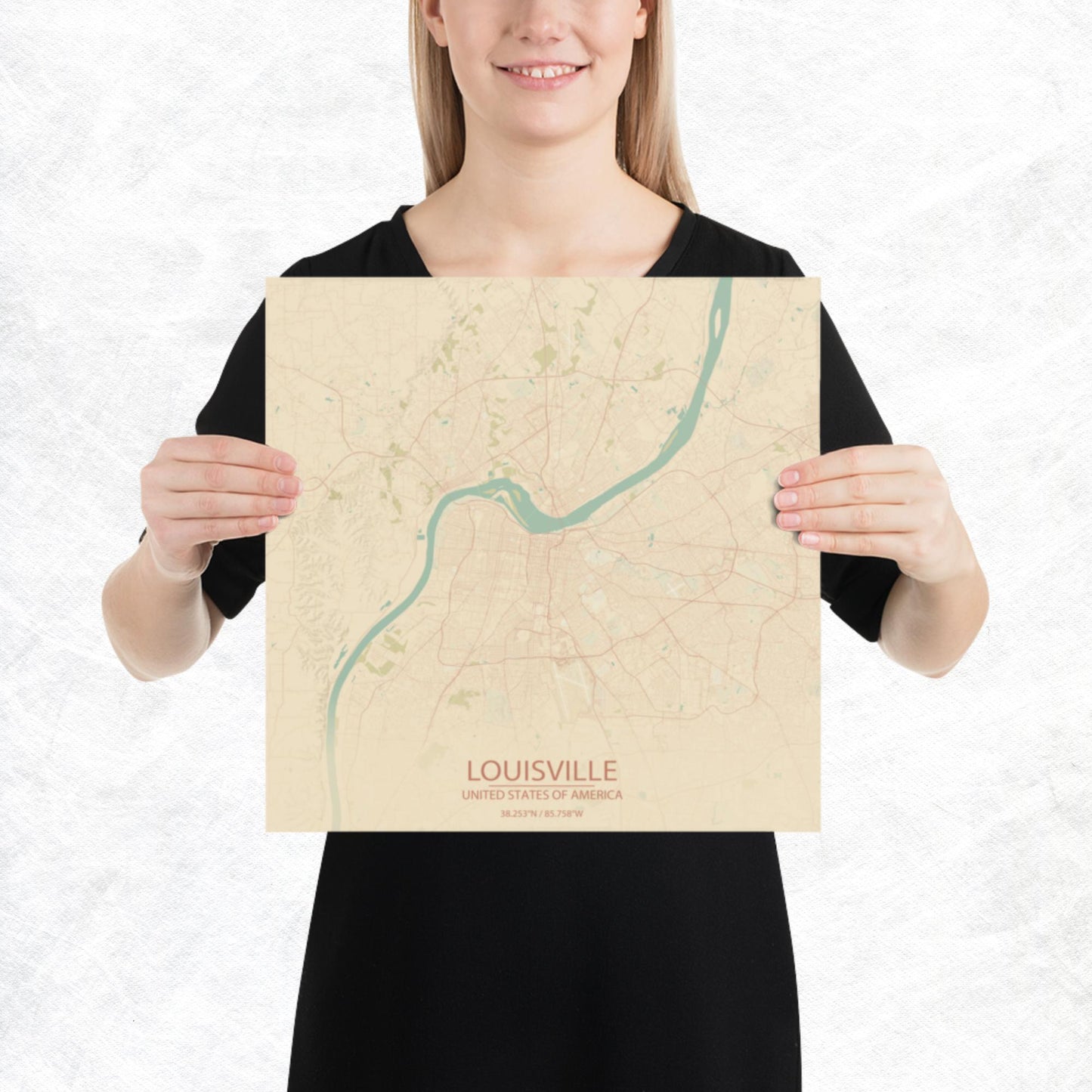 Louisville Vintage Style Paper Map