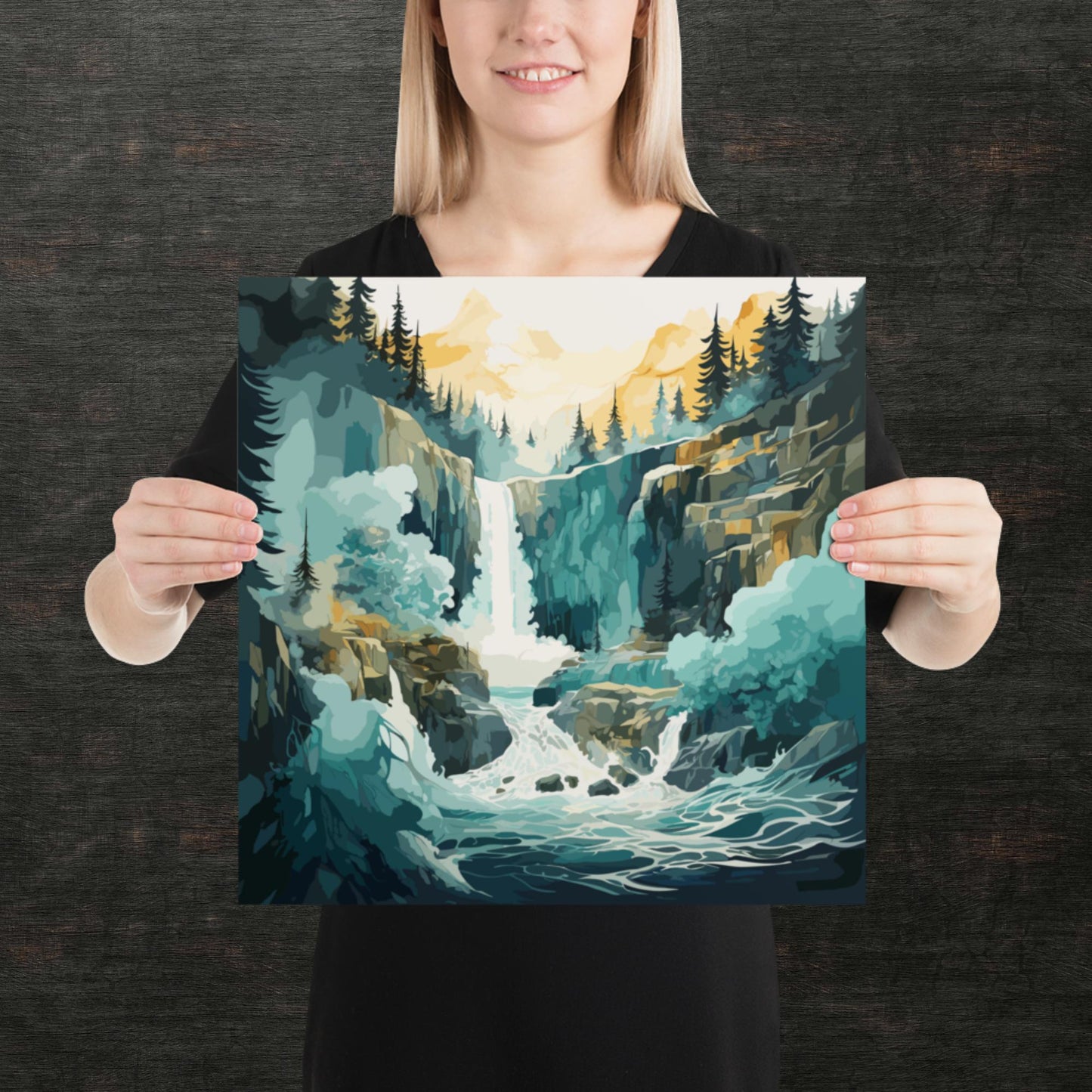 Roaring Forest Waterfall Paper Poster