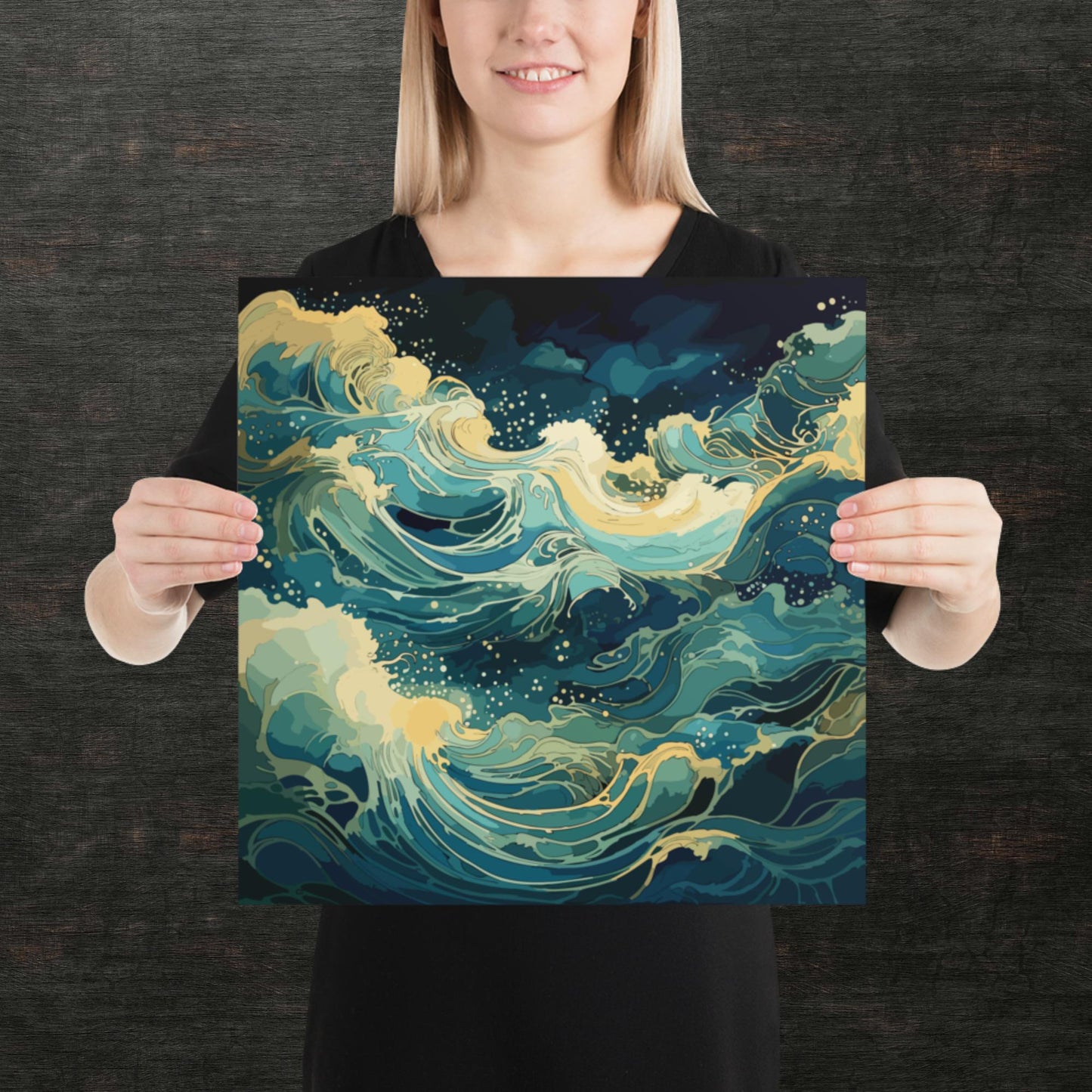Nighttime Ocean Waves Paper Poster