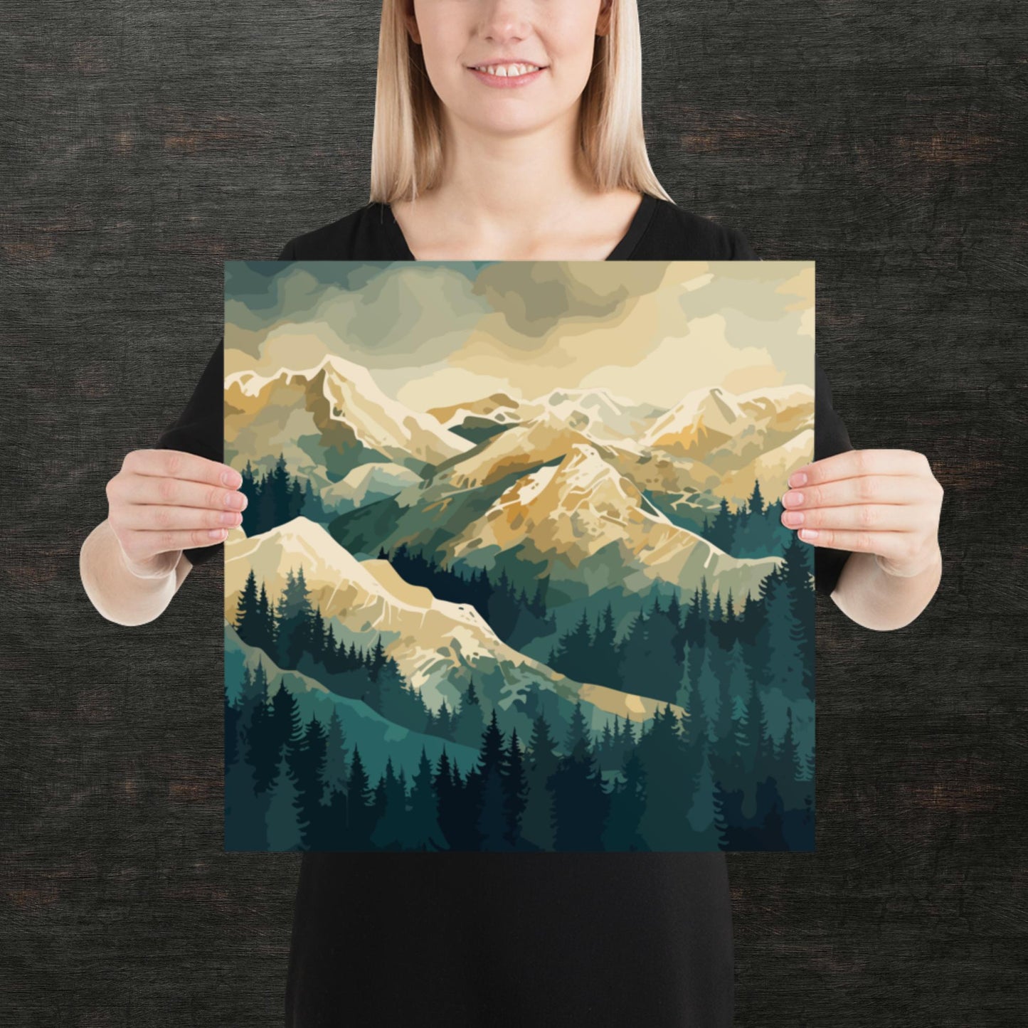 Winter Forest Mountains Paper Poster