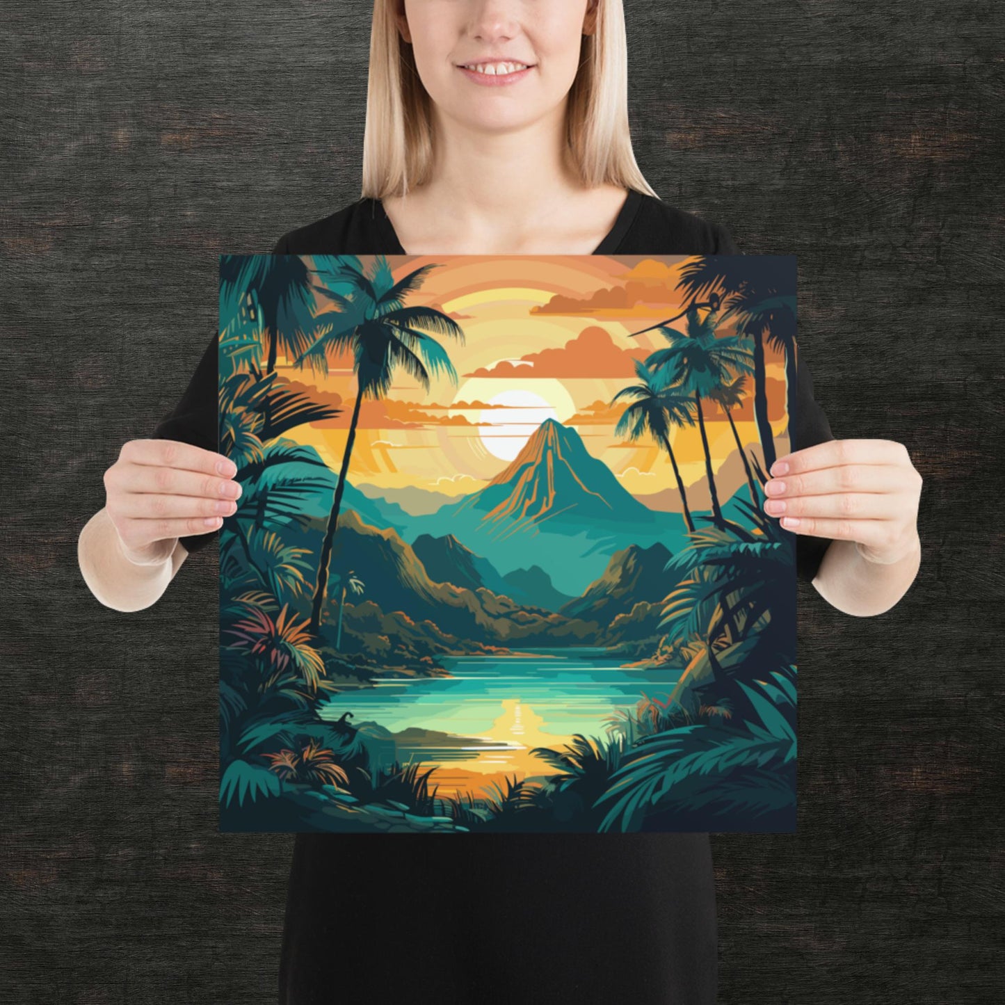 Rainforest Mountain Sunset Paper Poster