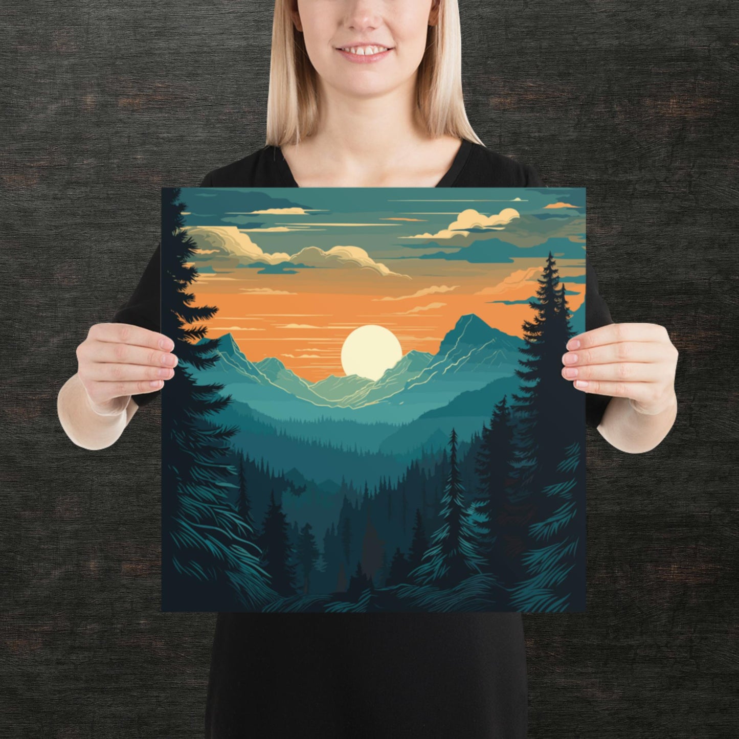 Forest Skyline Sunset Paper Poster
