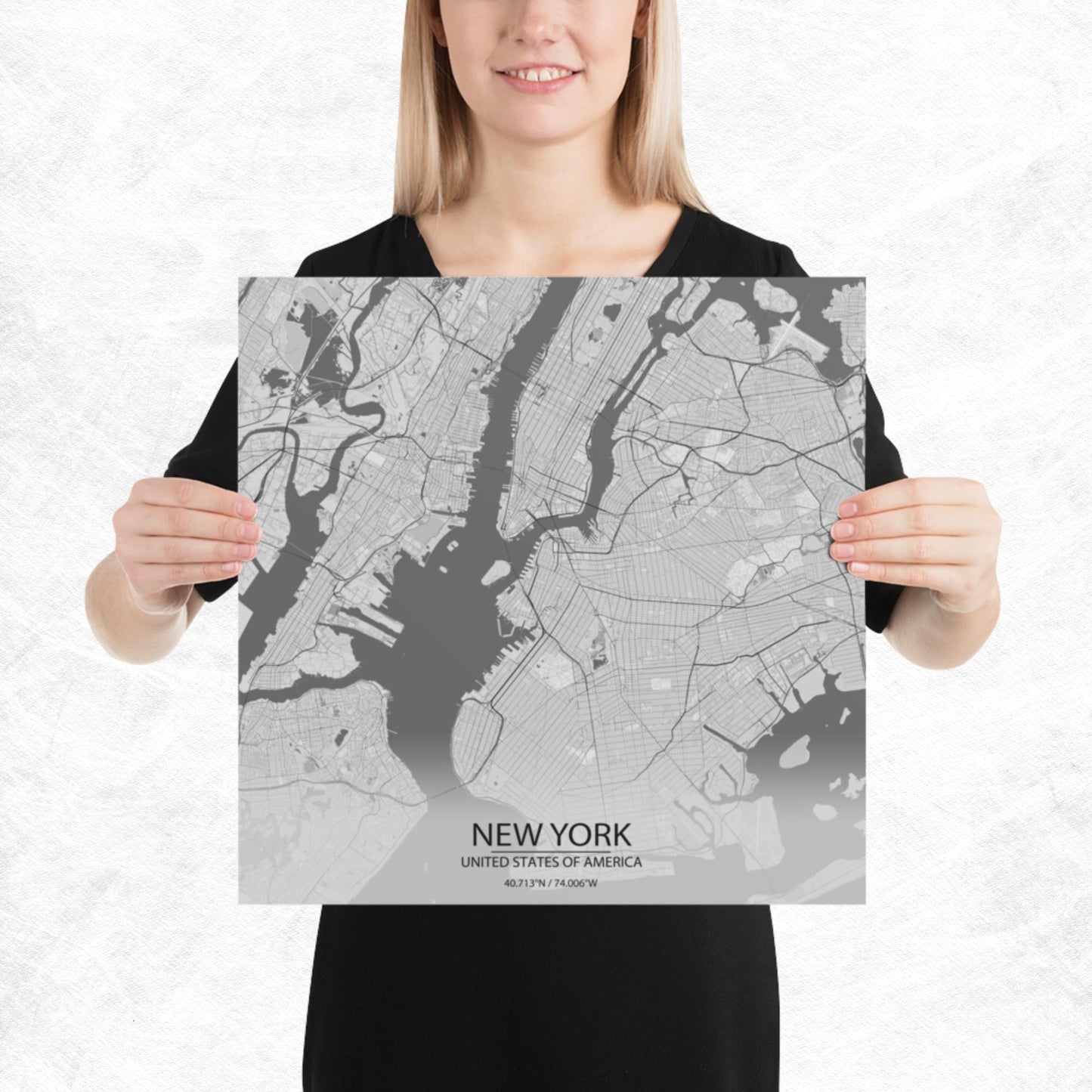 New York Light Grey Paper Map