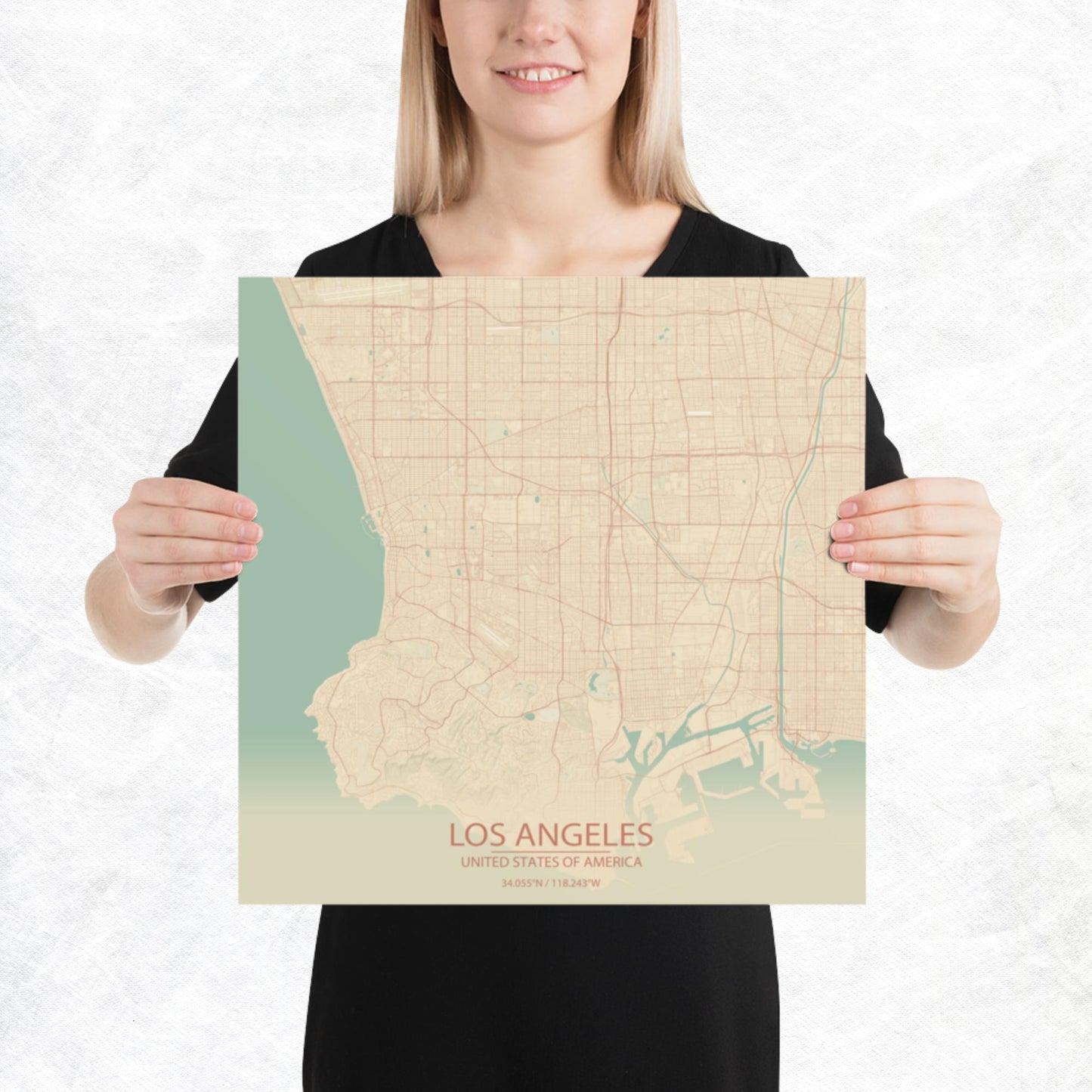 Los Angeles Vintage Style Paper Map
