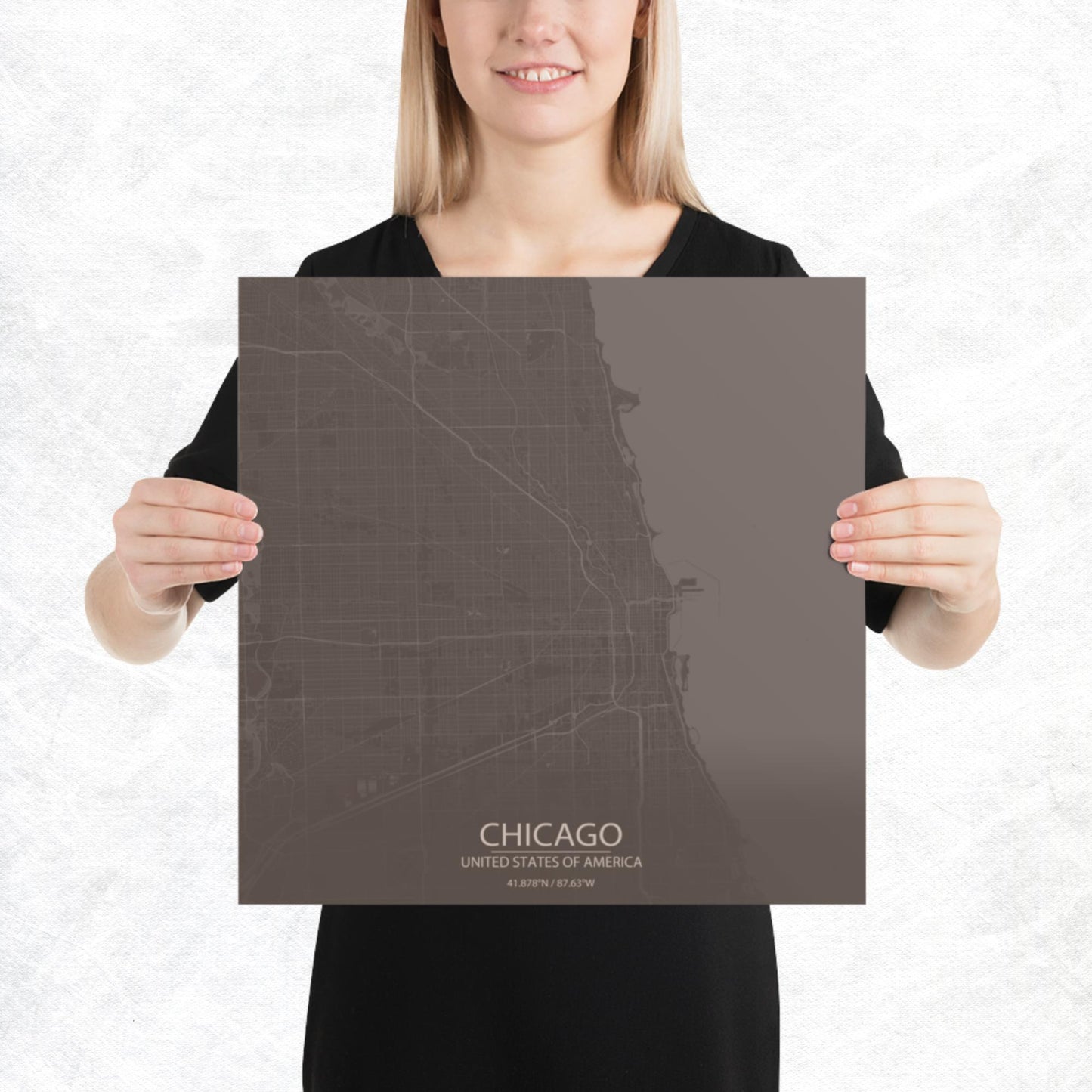 Chicago Brown and Grey Paper Map