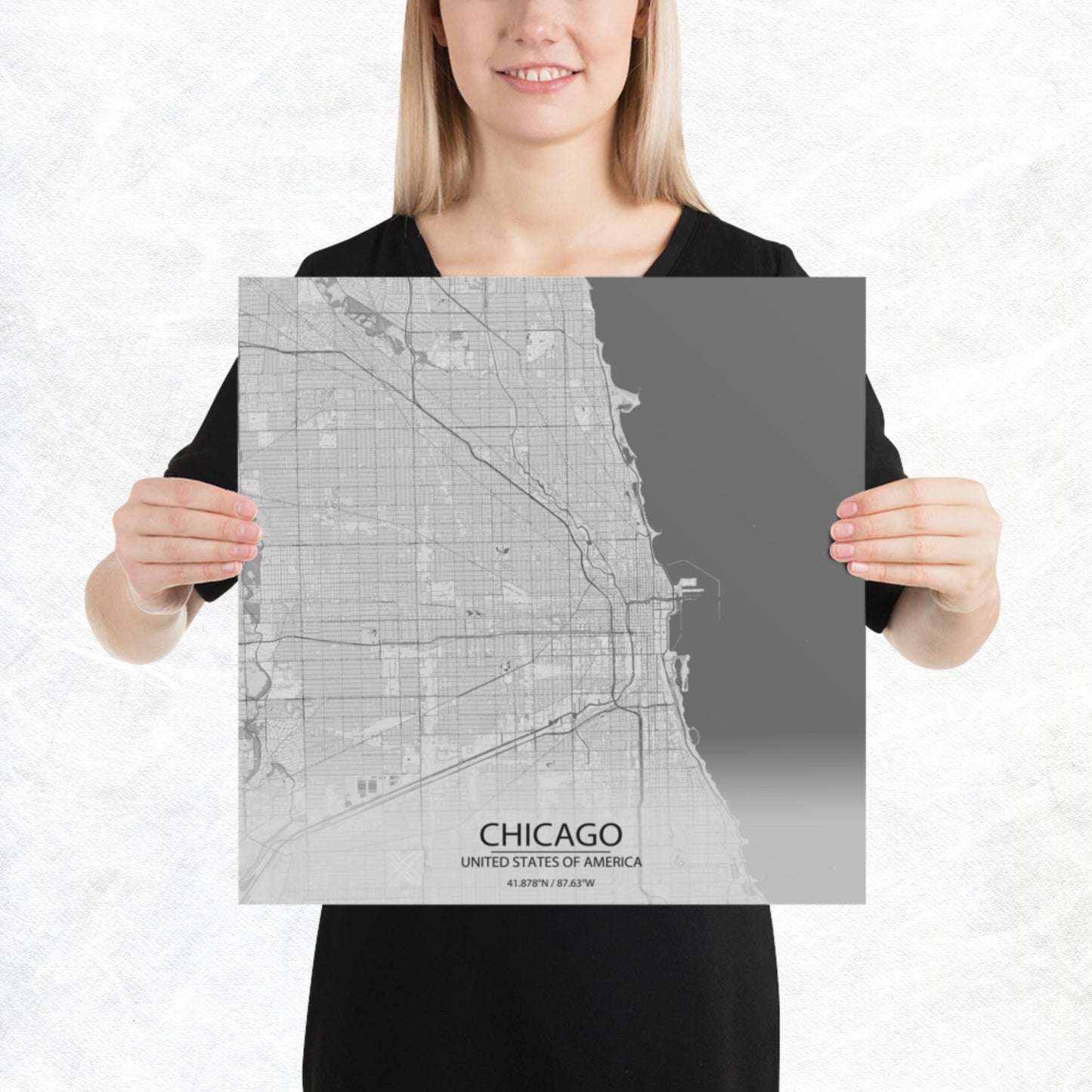 Chicago Light Grey Paper Map