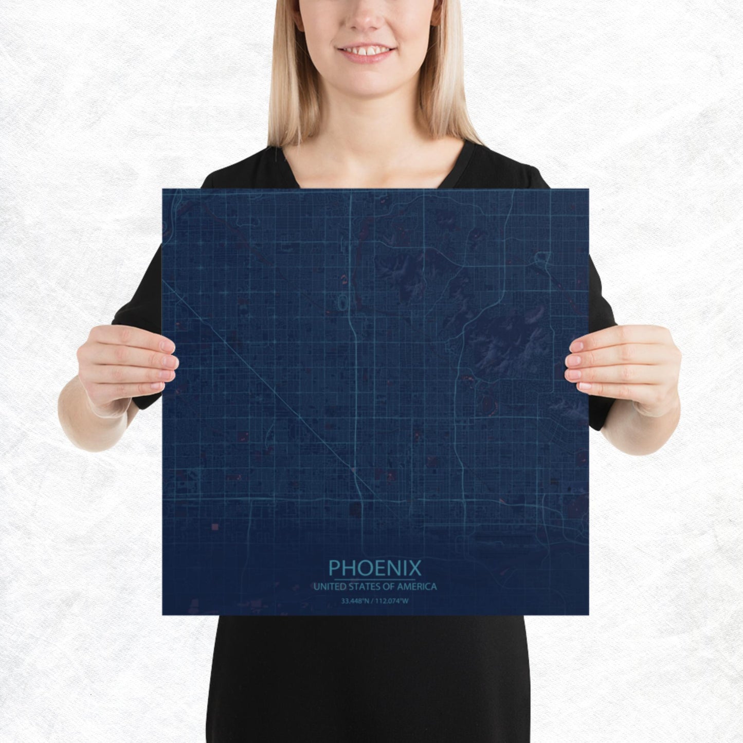 Phoenix Blue and Purple Paper Map