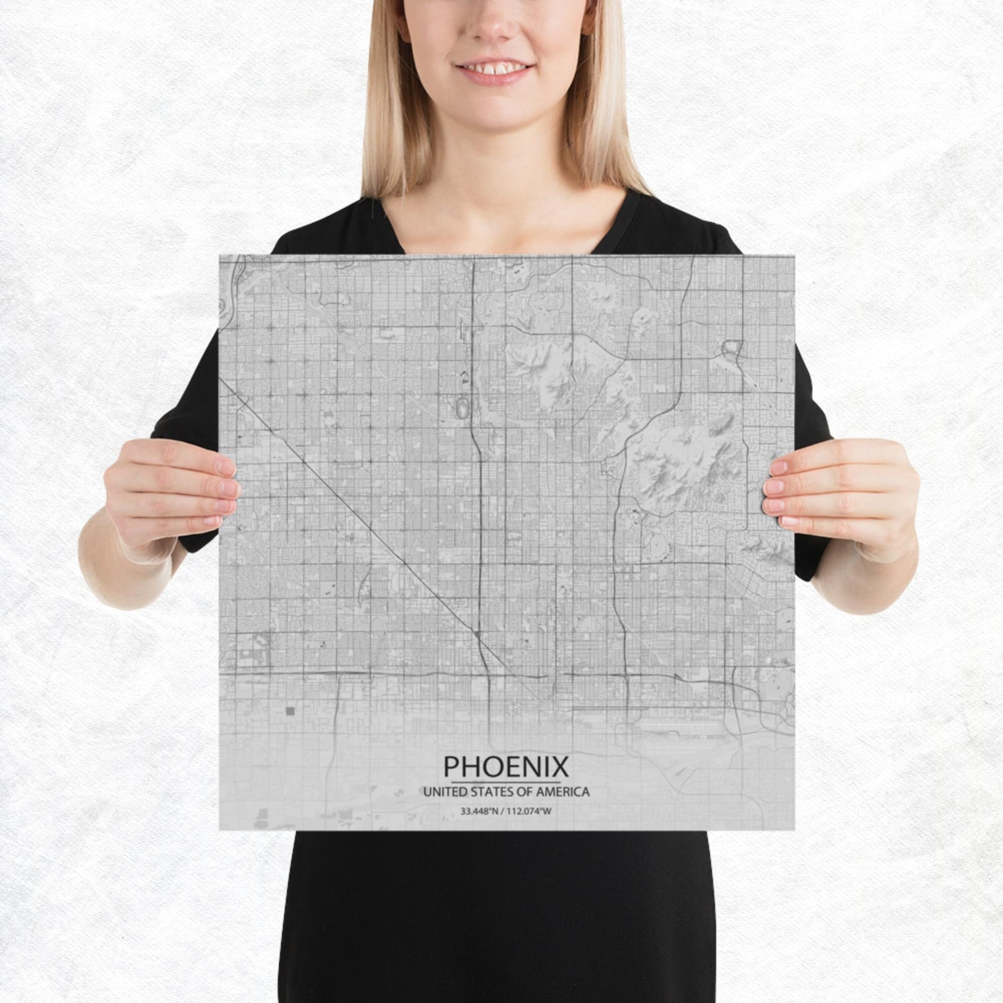 Phoenix Light Grey Paper Map