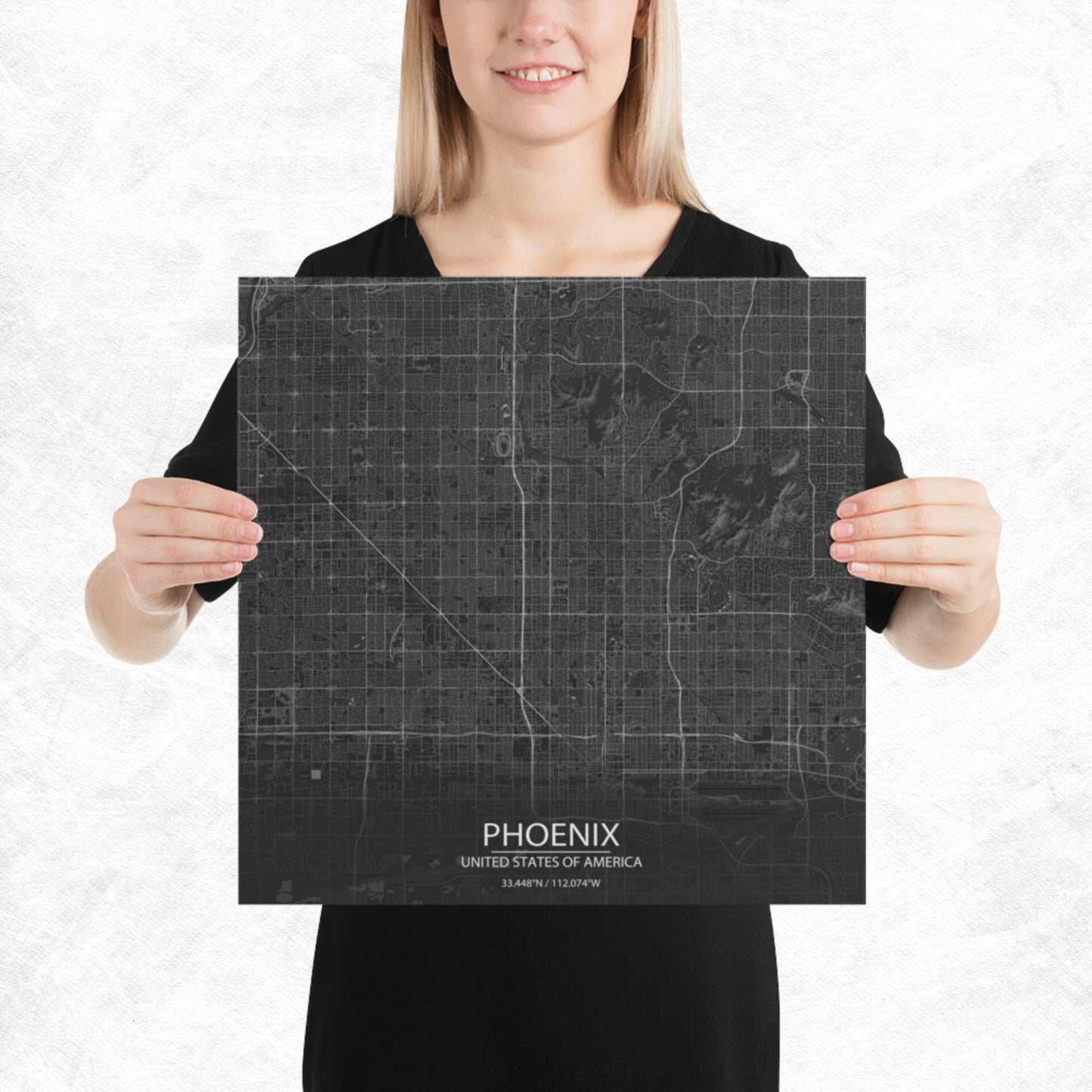Phoenix Dark Grey Paper Map