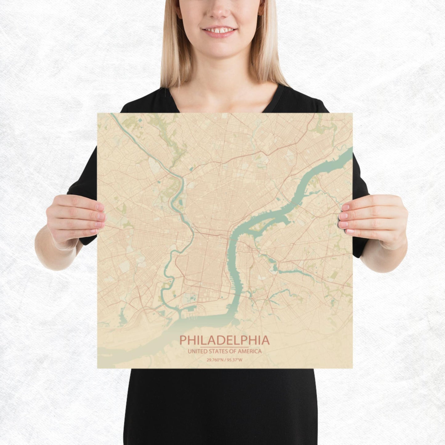 Philadelphia Vintage Style Paper Map