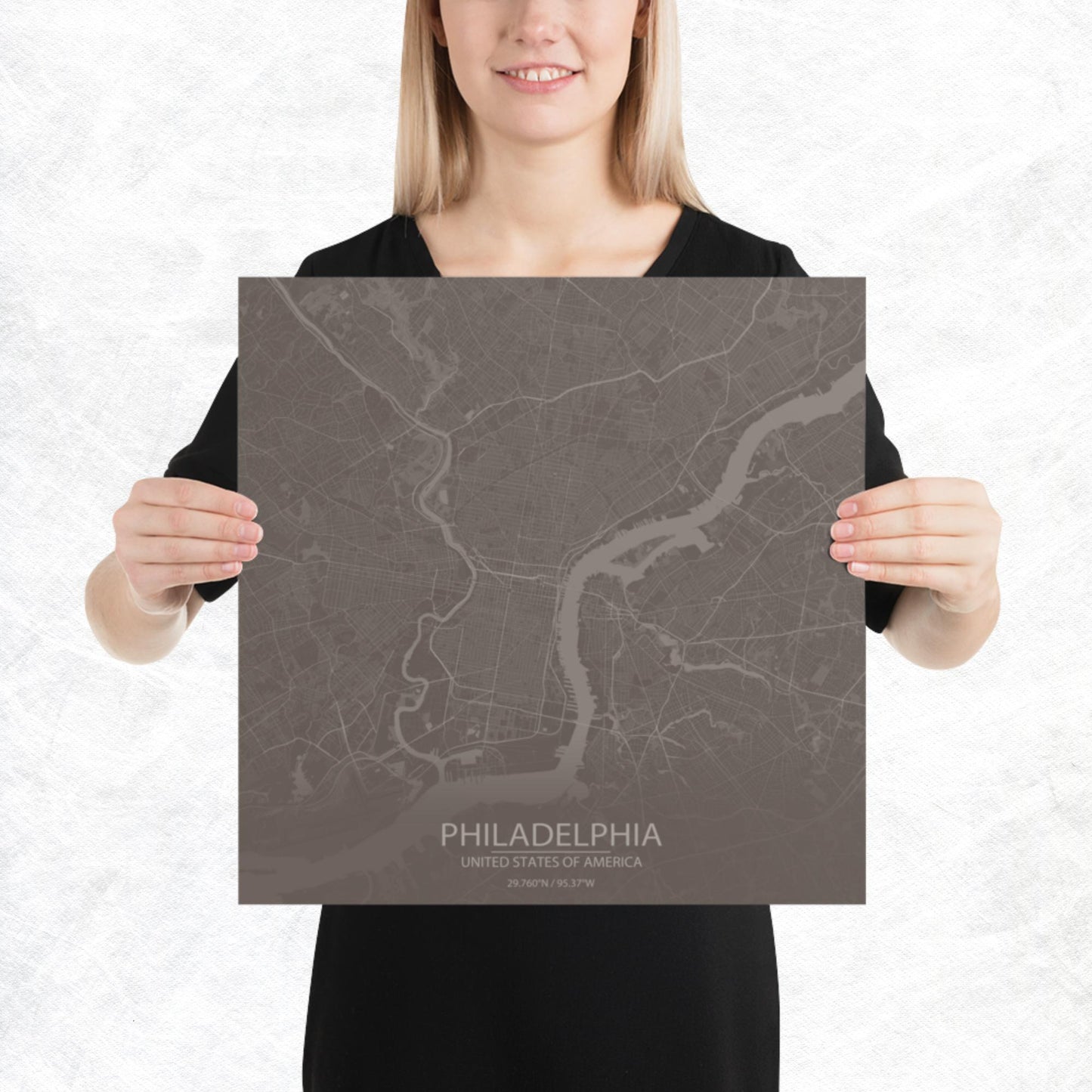 Philadelphia Brown and Grey Paper Map