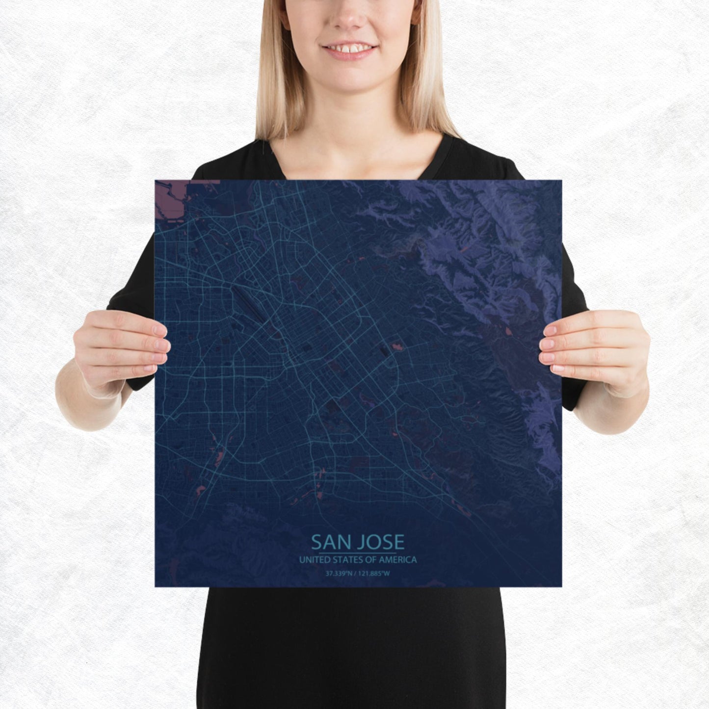 San Jose Blue and Purple Paper Map