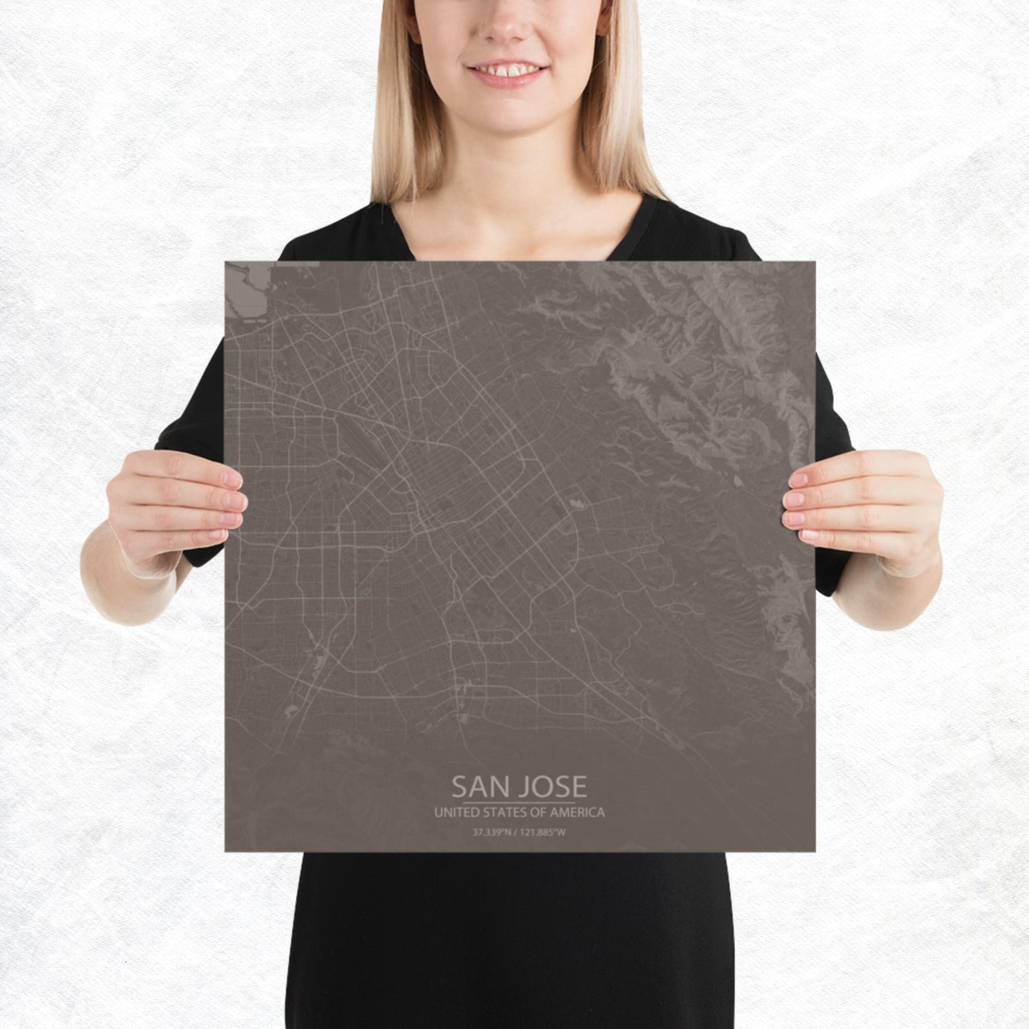 San Jose Brown and Grey Paper Map
