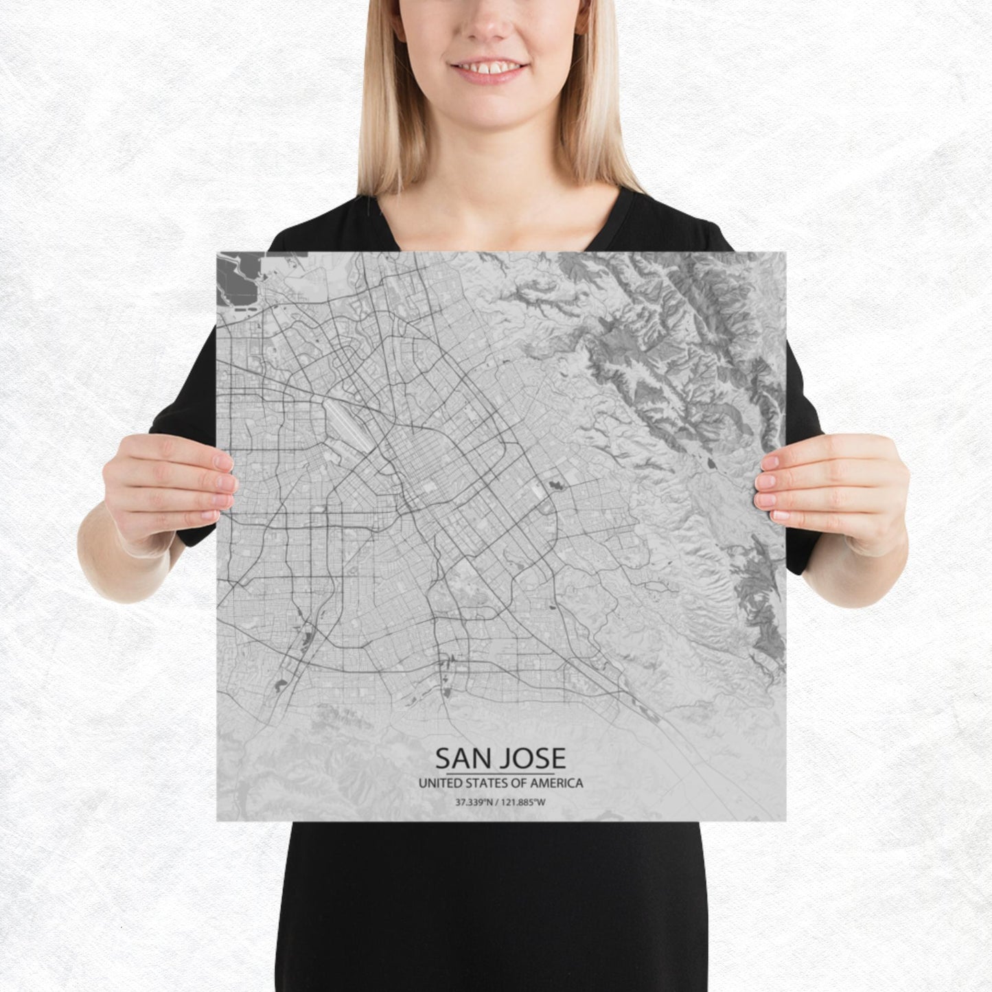 San Jose Light Grey Paper Map